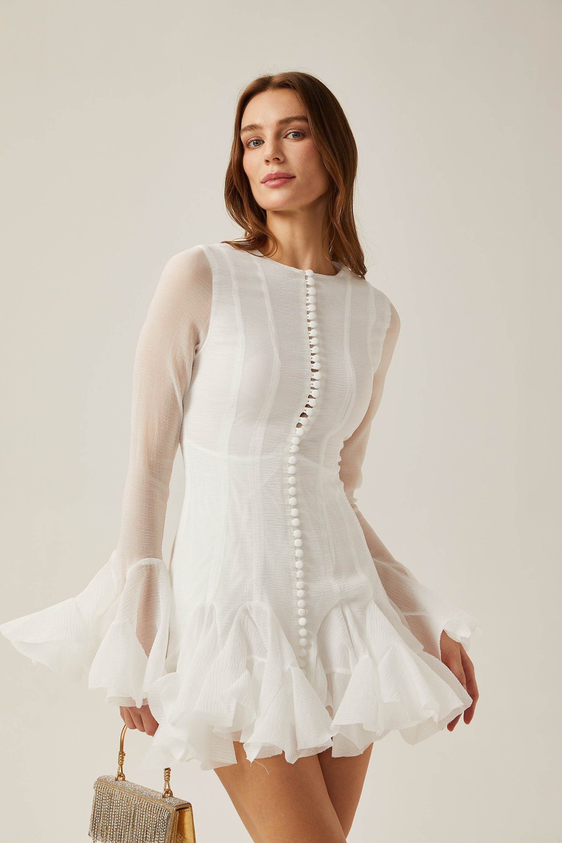 Leila Semi-sheer Flare Mini Dress