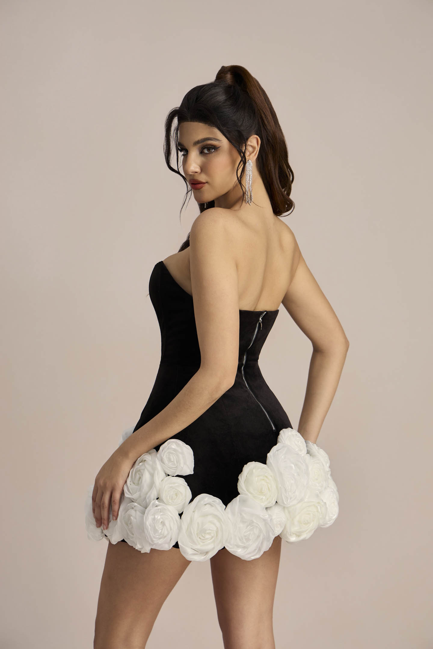 Myrna Rose Embellished Strapless Mini Dress