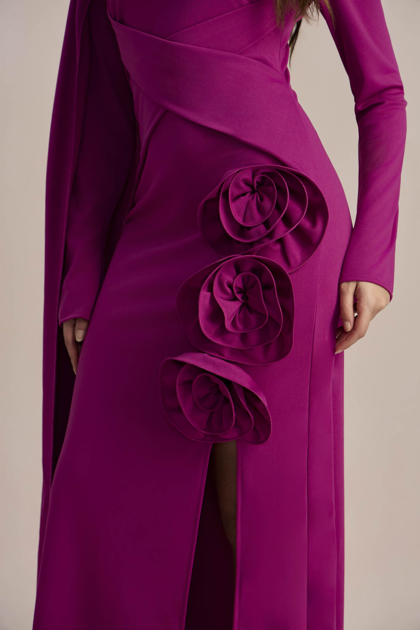 Anastasia Floral Cape Maxi Slit Dress