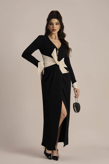 Elizabeth V-neck Bowknot Maxi Dress