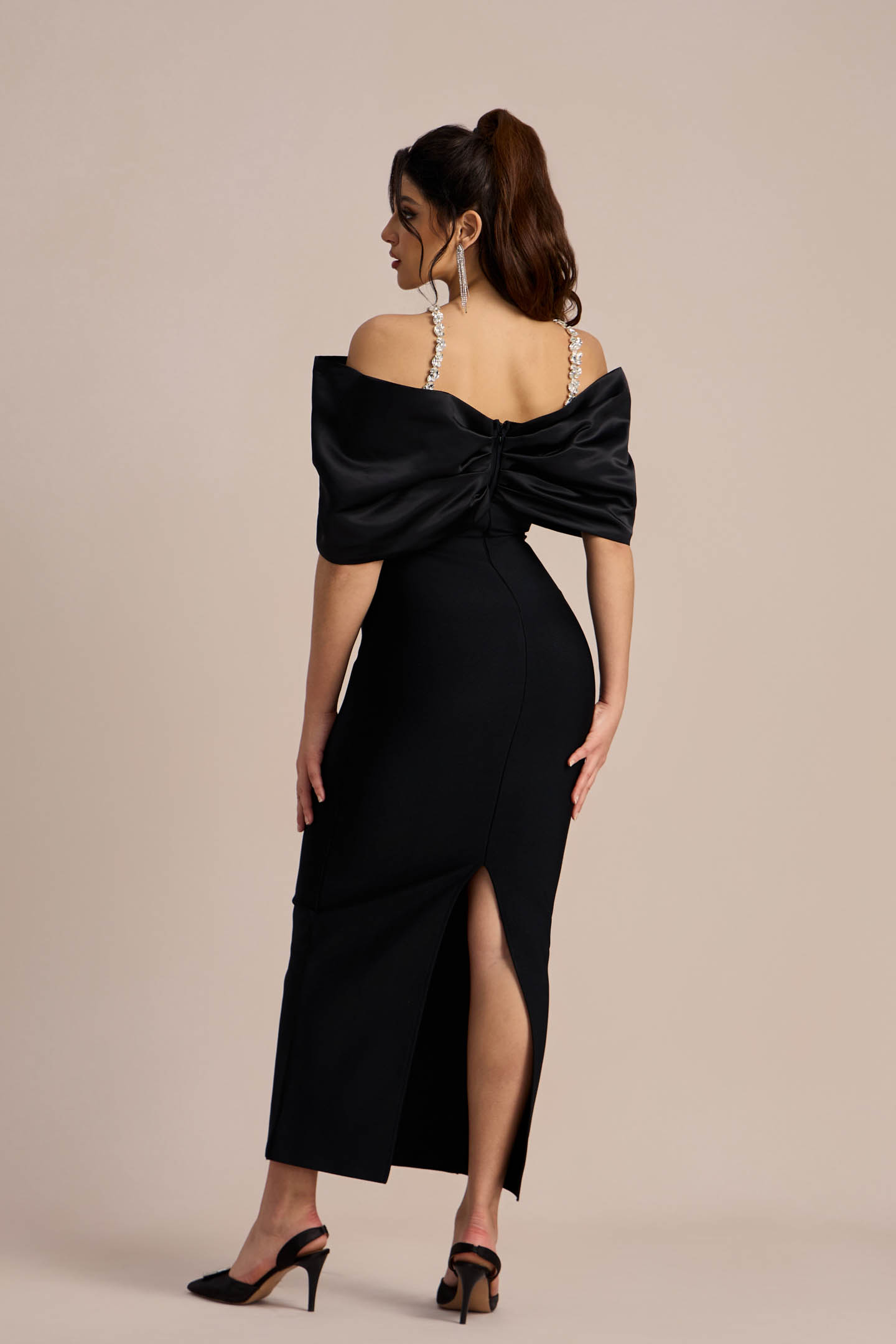 Alva Off Shoulder Diamante Maxi Dress-Sunfere Alva Off Shoulder Diamante Maxi Dress-Sunfere