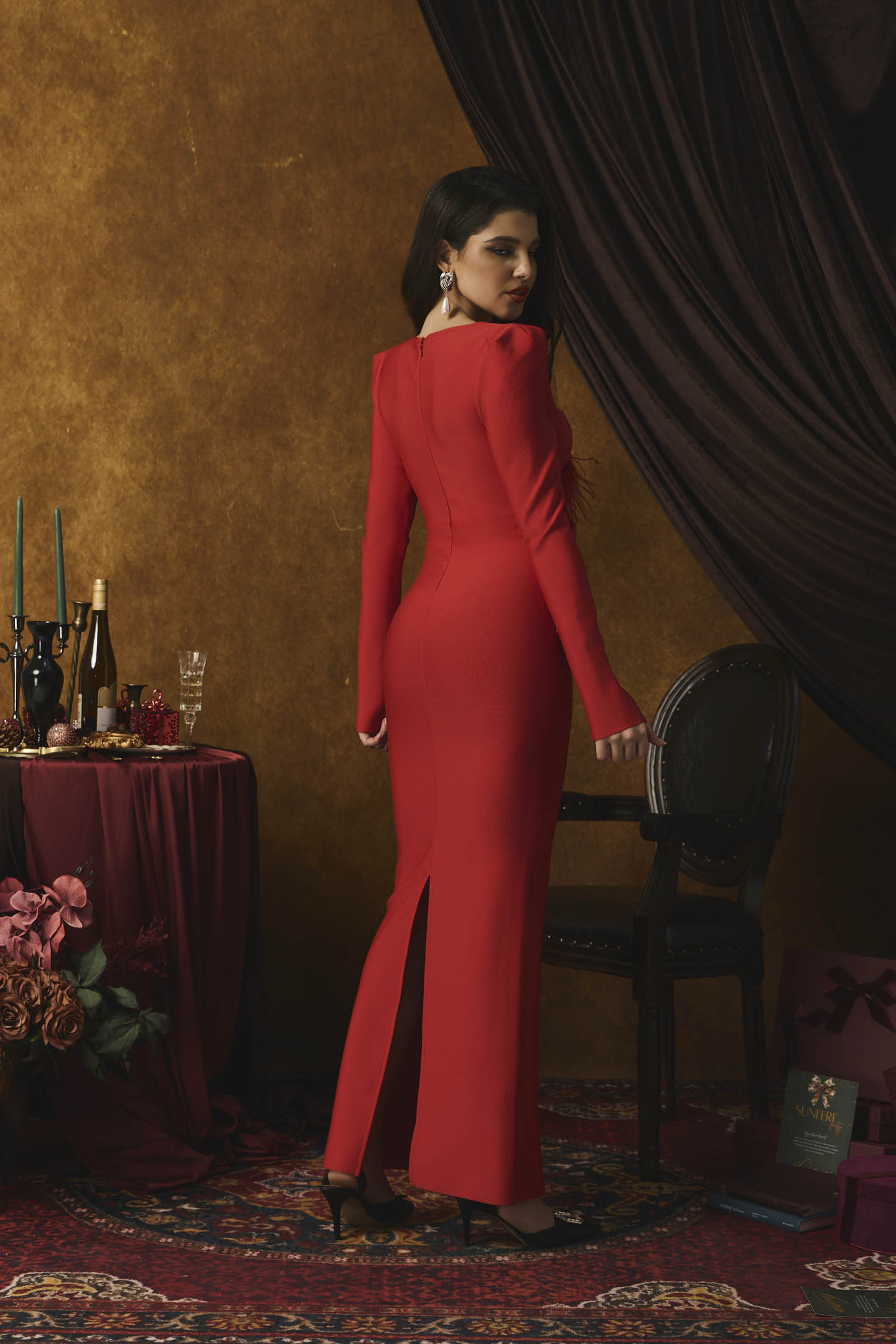 Madeline Floral Applique Cutout Maxi Dress