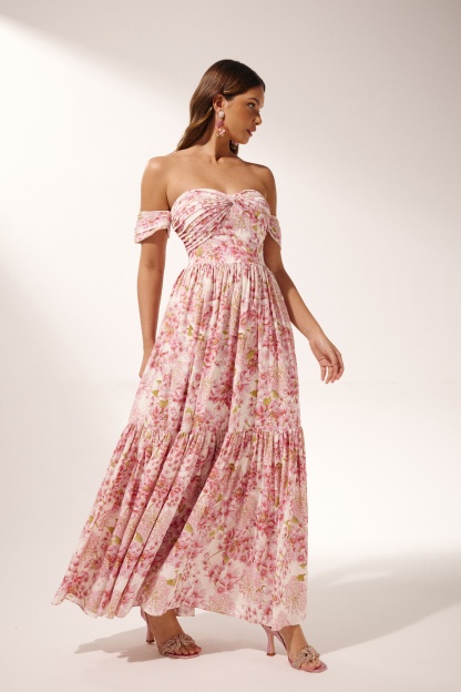 Casey Printed Pleated Midi Dress-Sunfere