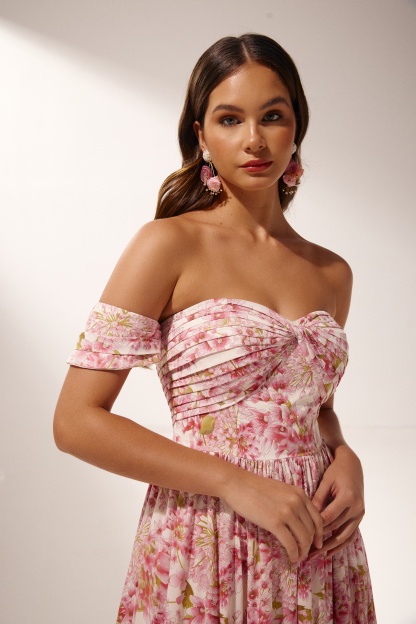 Casey Printed Pleated Midi Dress-Sunfere