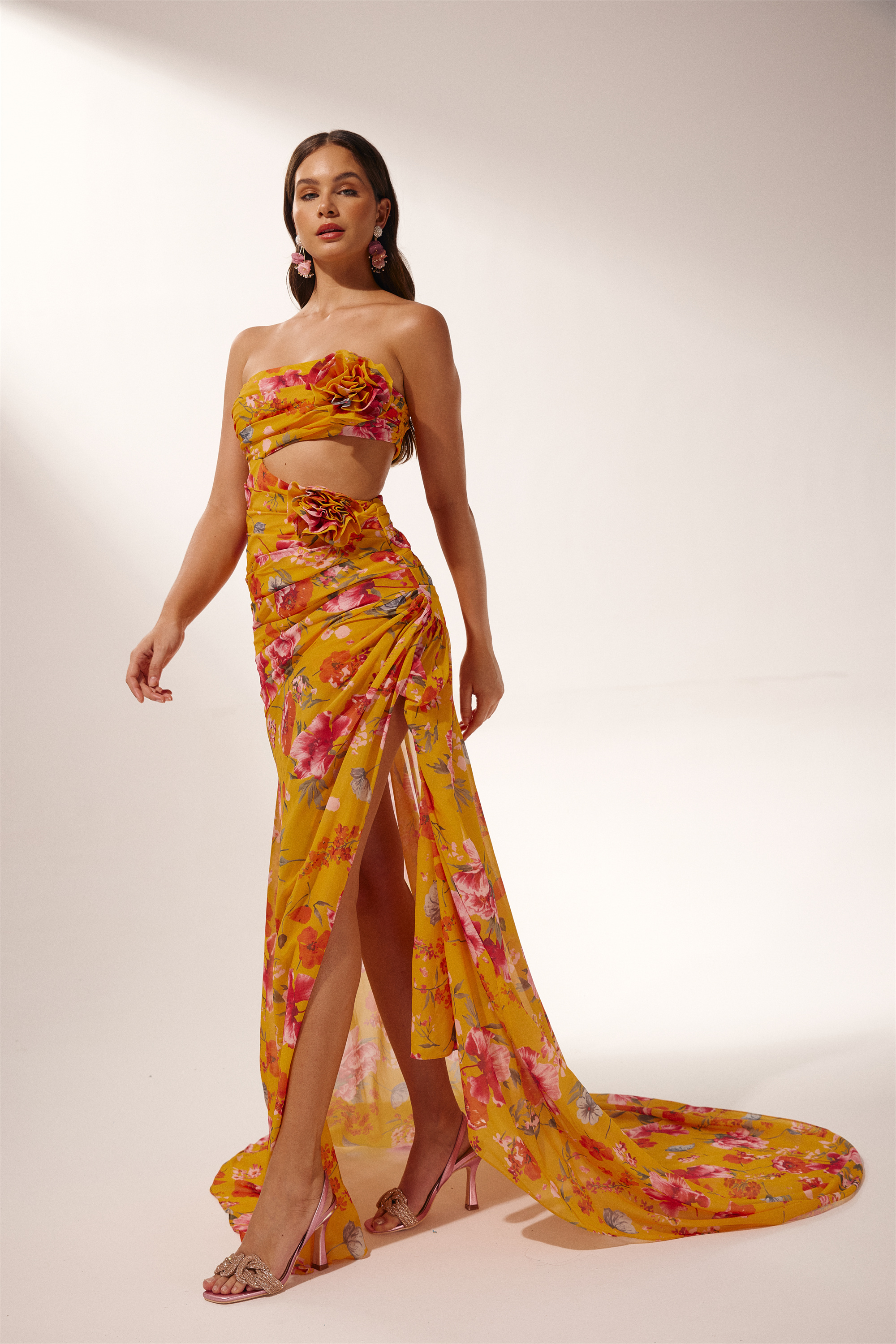 Lena Floral Printed Cut-out Maxi Dress