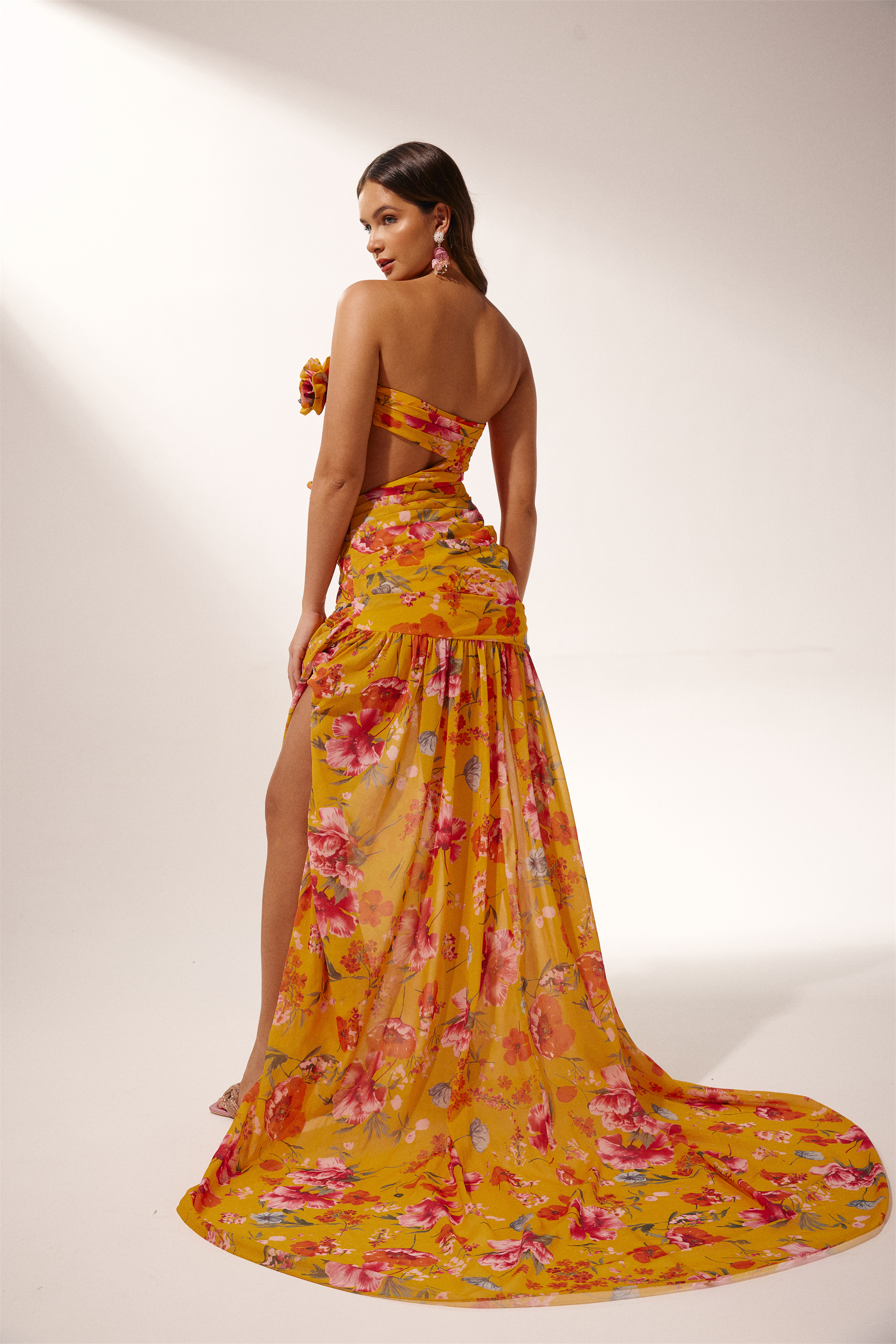 Lena Floral Printed Cut-out Maxi Dress