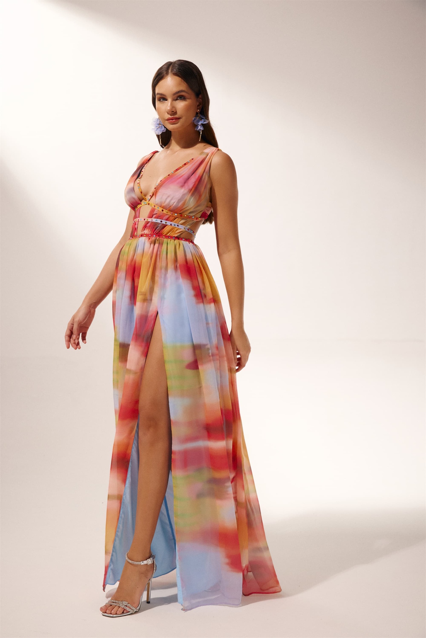 Sheila Printed High Slit Maxi Dress