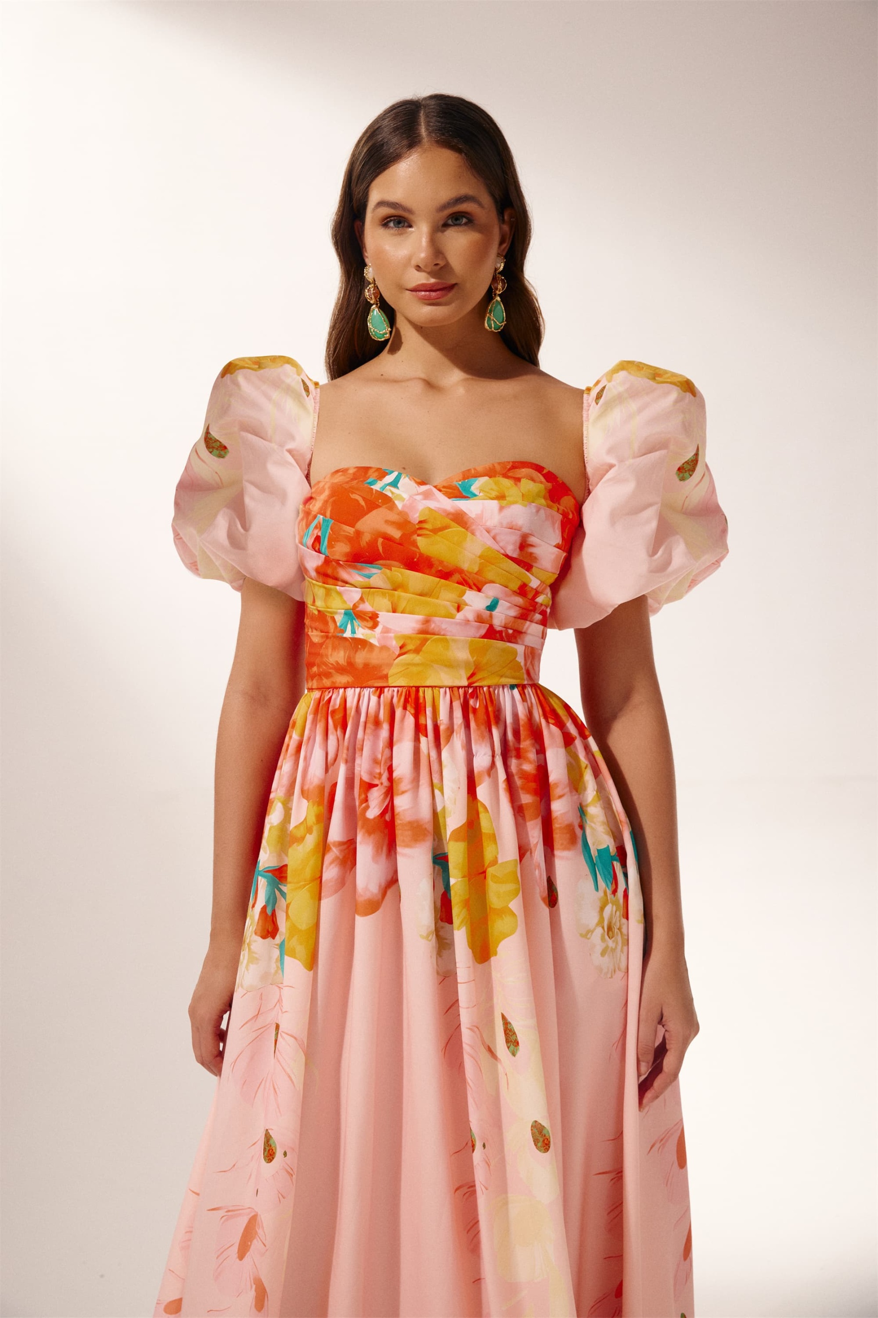 Audrey Floral Printed Off-shoulder Midi Dress-Sunfere