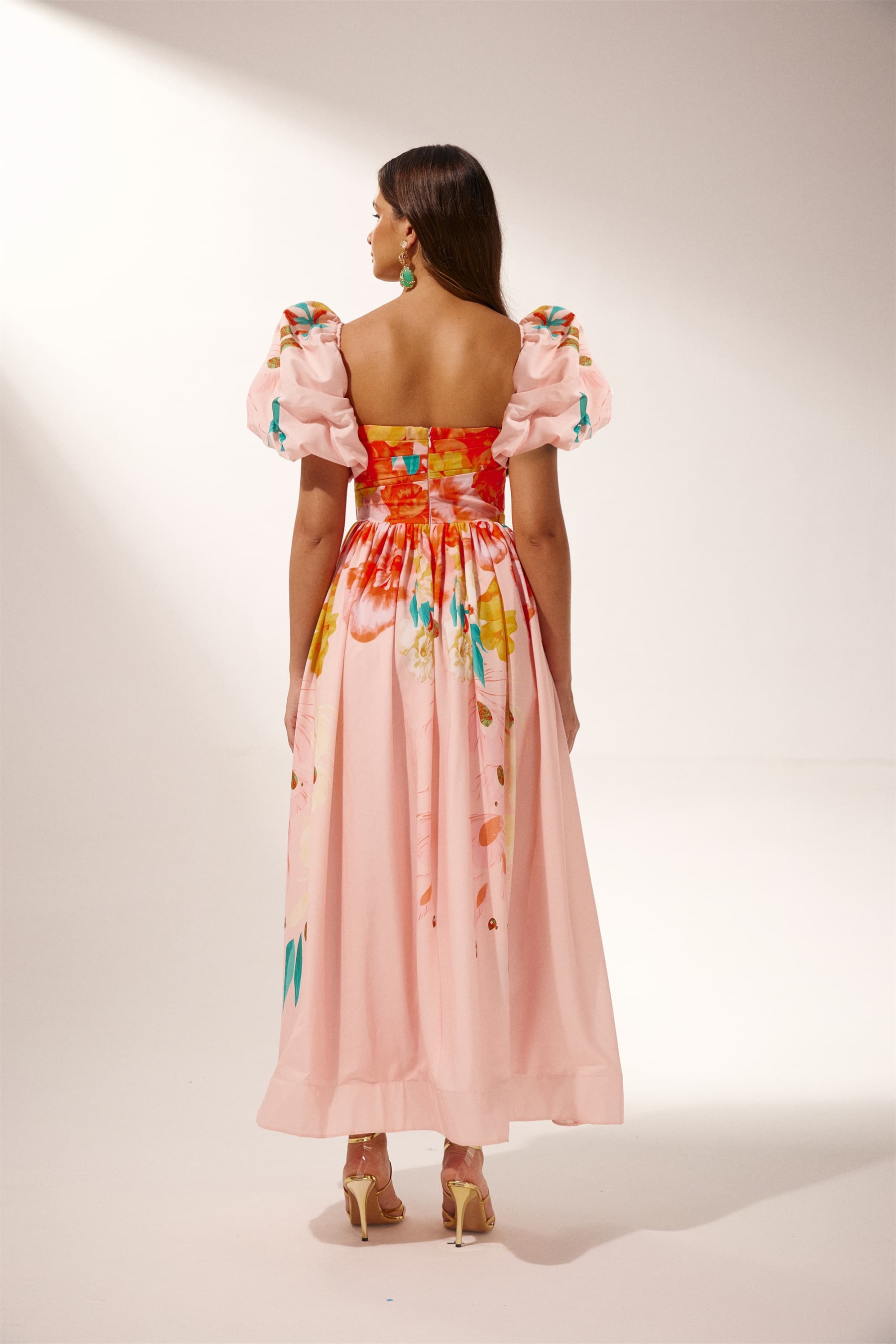 Audrey Floral Printed Off-shoulder Midi Dress-Sunfere