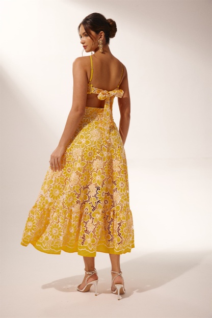 Jessica Embroidered Lace Halterneck Midi Dress