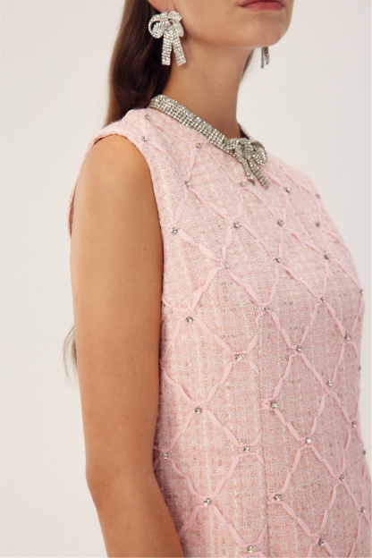 Cynthia Crystal-embellished Mini Tweed Dress-Sunfere Cynthia Crystal-embellished Mini Tweed Dress-Sunfere
