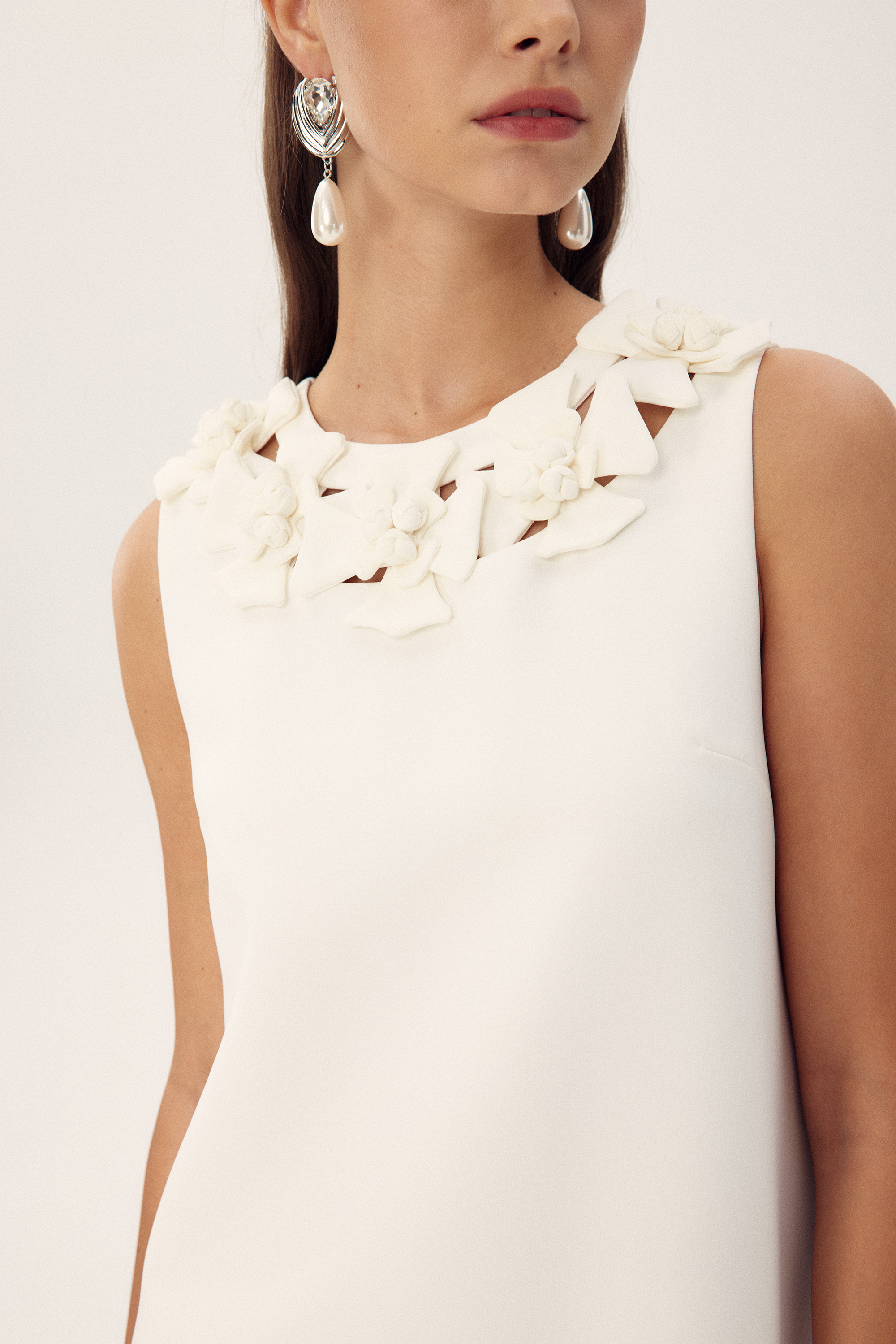 Gemma Sculpted Cut-out Flower Neckline Mini Dress