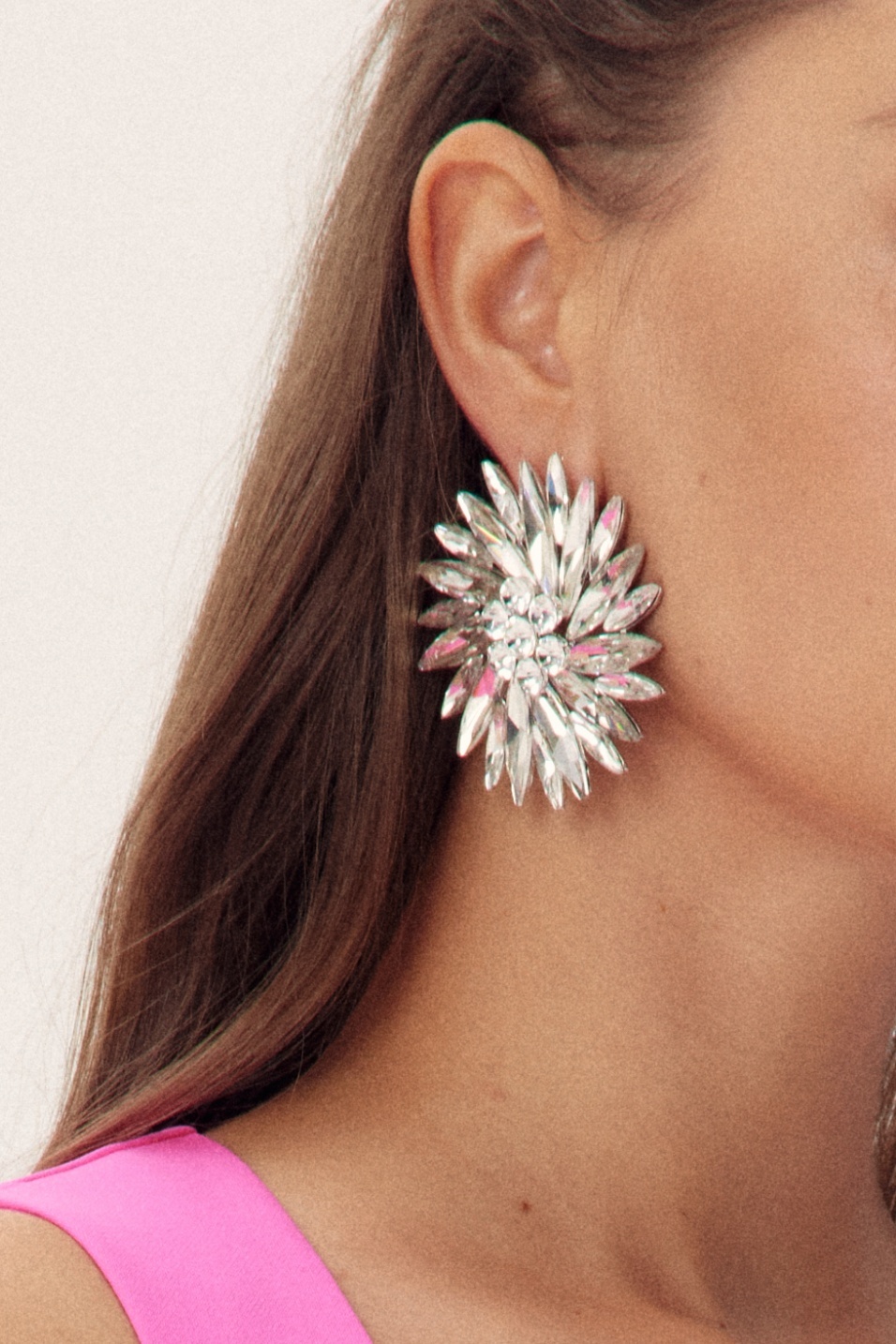 Geometric Flower Circular Diamante Earrings-Sunfere