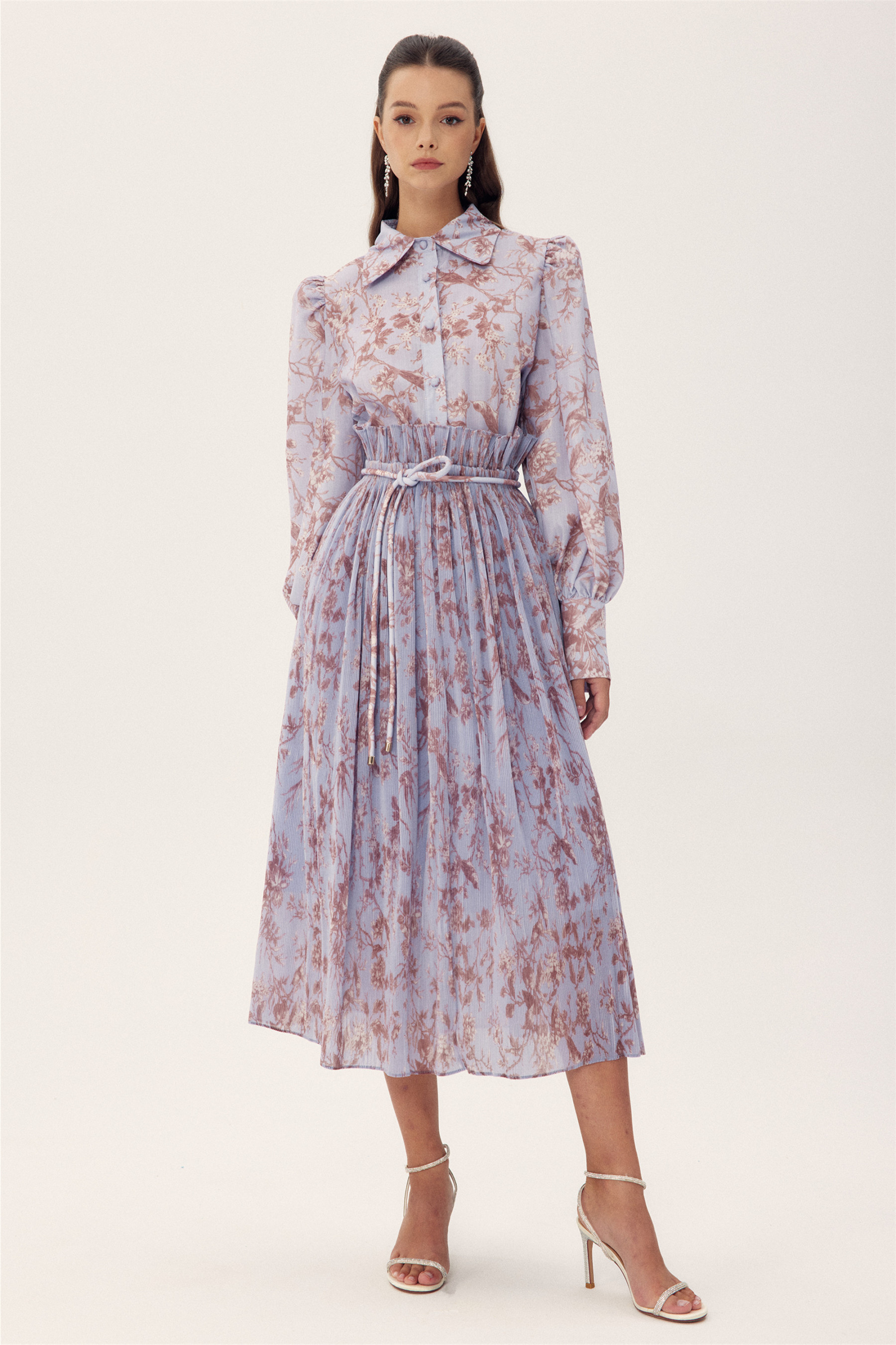 Judith Skirt Set | Purple Floral Pleats - sunfere