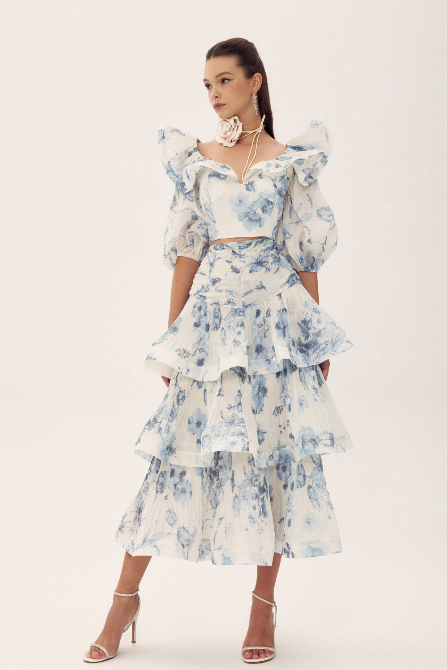 Sylvia Floral Printed Tulle Set-Sunfere
