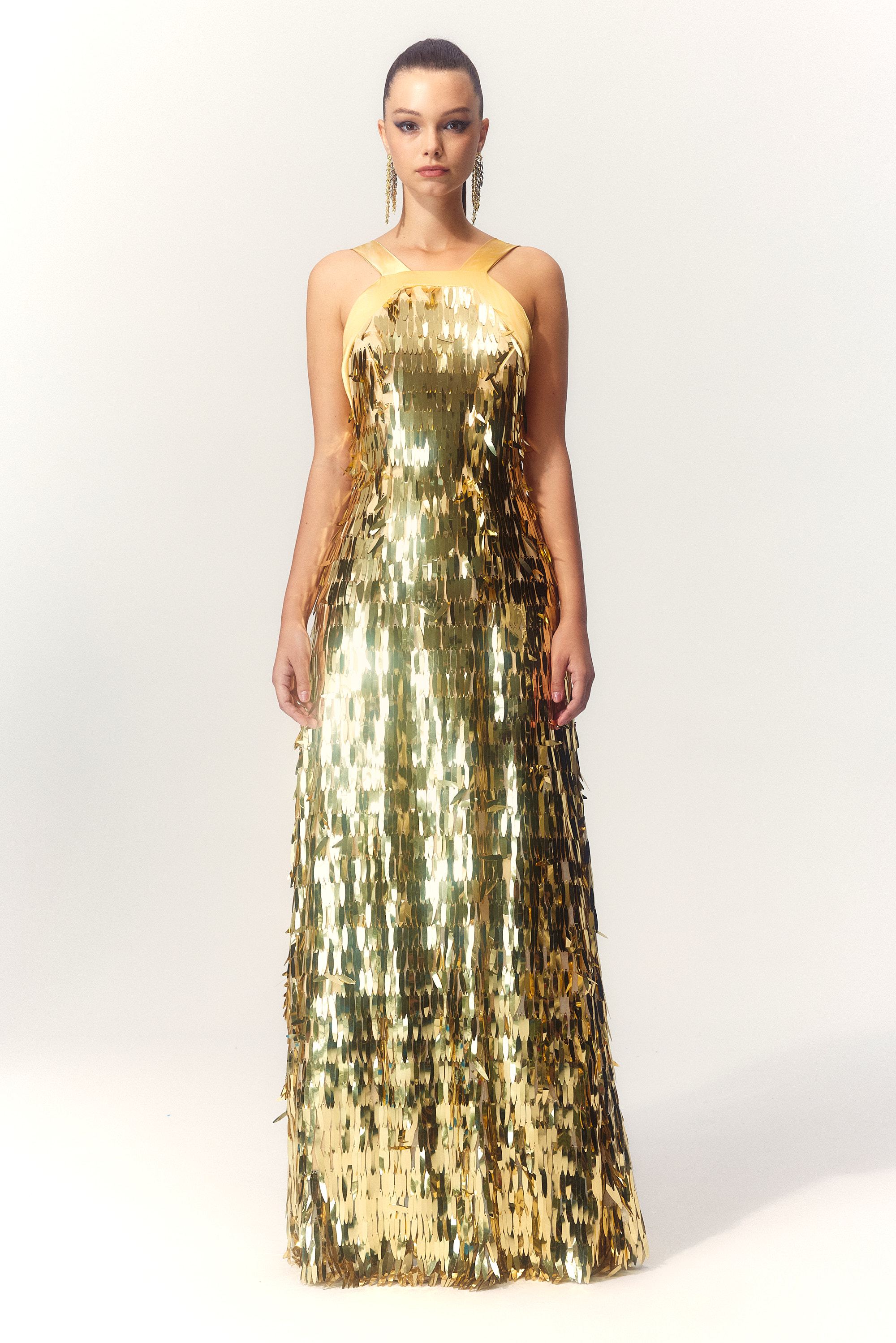 Geraldine Halter Backless Sequin Maxi Dress