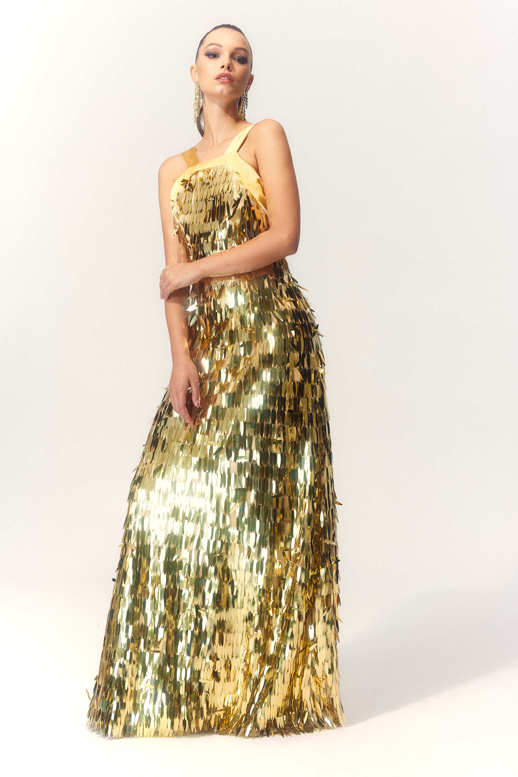 Geraldine Halter Backless Sequin Maxi Dress