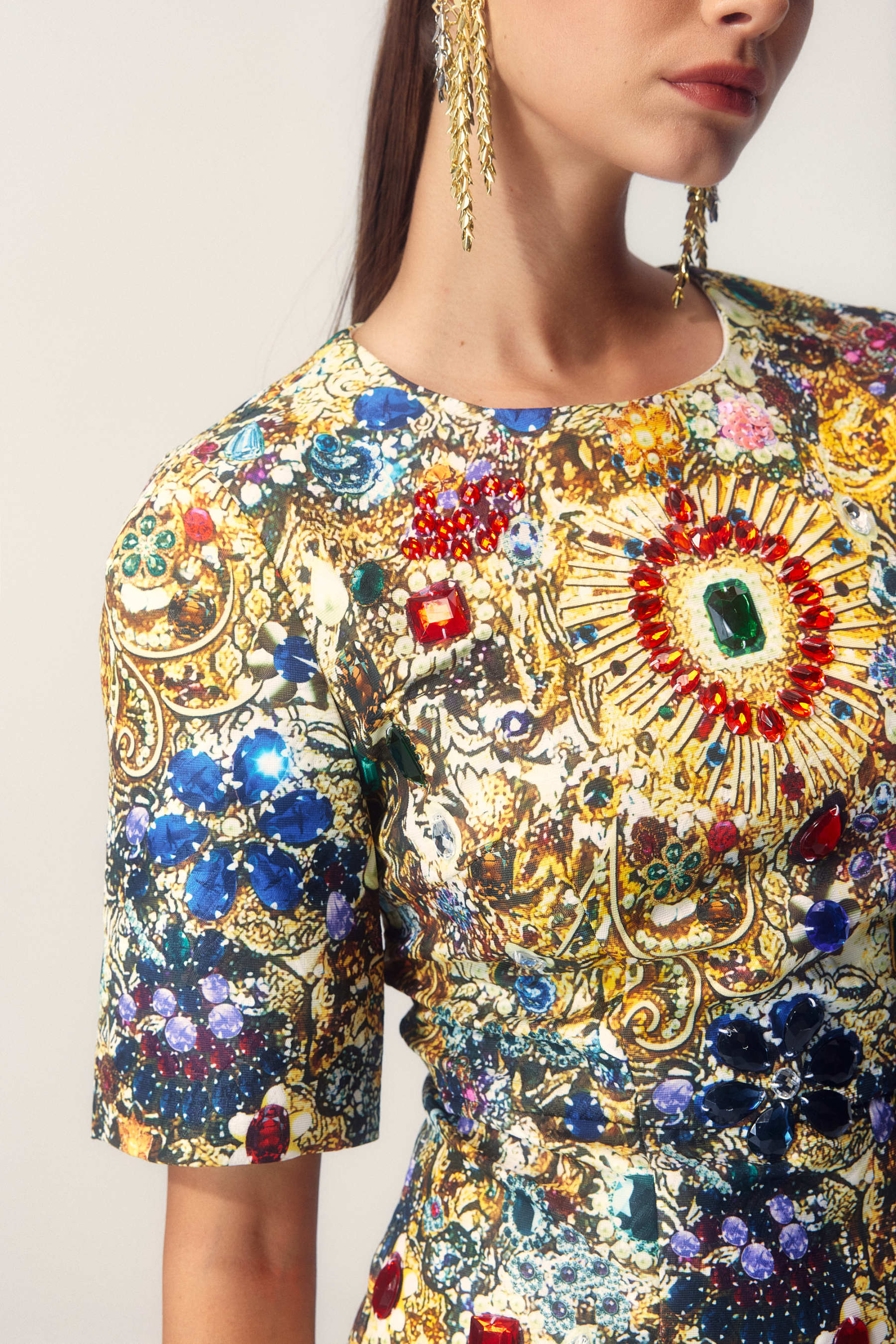Sabina Rhinestone Embellished Short Sleeve Mini Dress