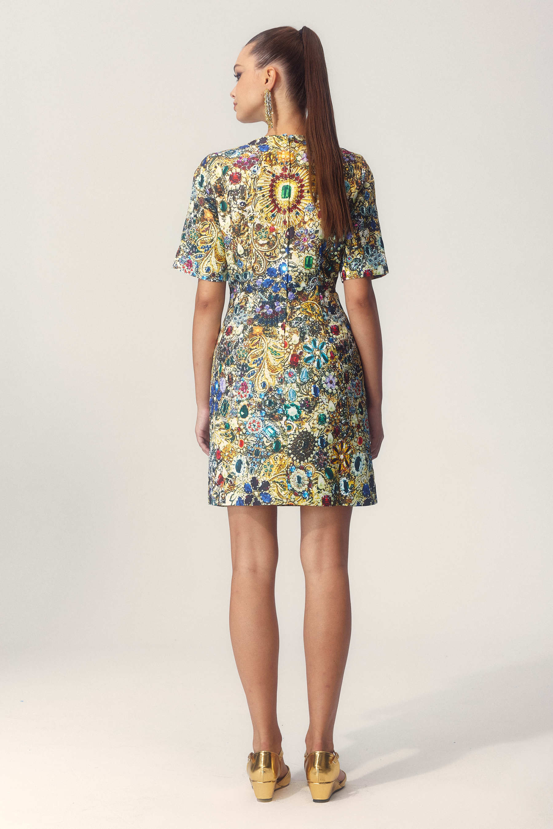 Sabina Rhinestone Embellished Short Sleeve Mini Dress