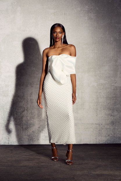 Esther Pearl Embellished Off Shoulder Maxi Dress