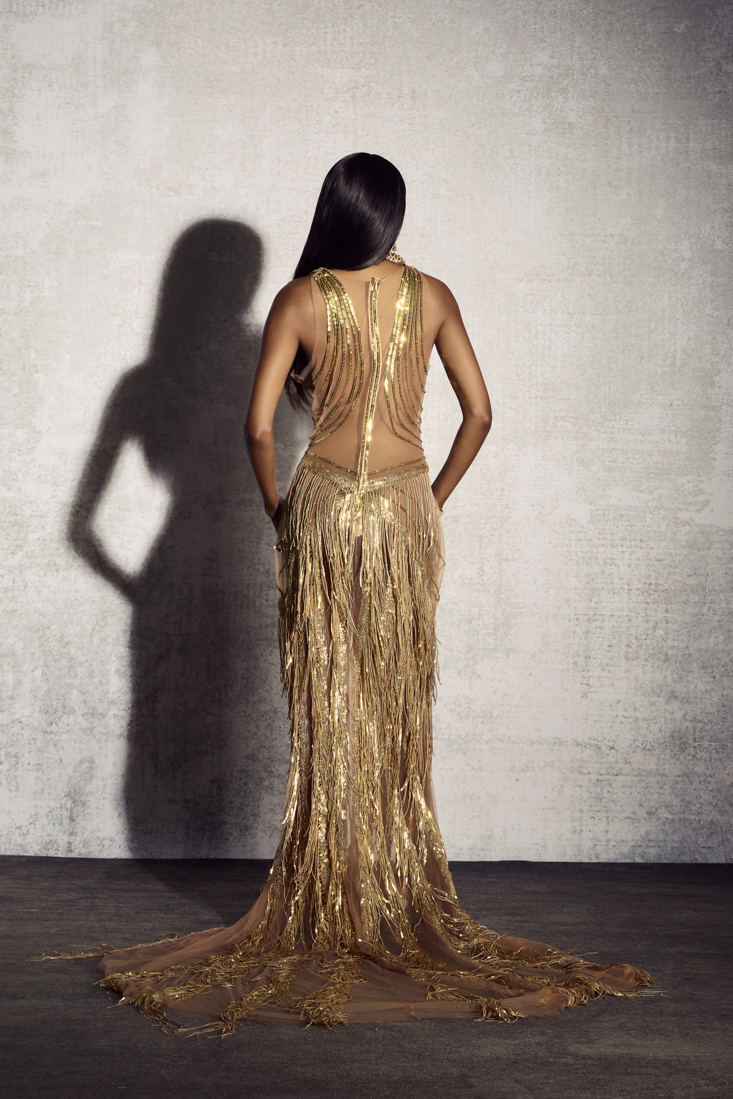 キンバリー スリーブレスタンクビーズフリンジマキシドレス - 女性用