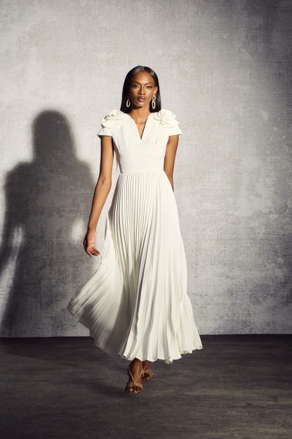 Grace V-neck Floral Pleated Maxi Dress