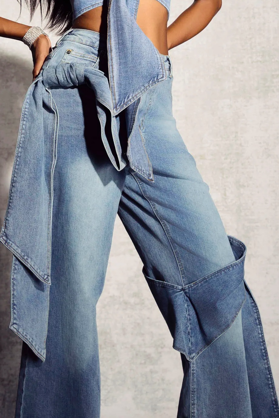 Sabrina Denim Top & Pants | Bowknot Street Style - sunfere