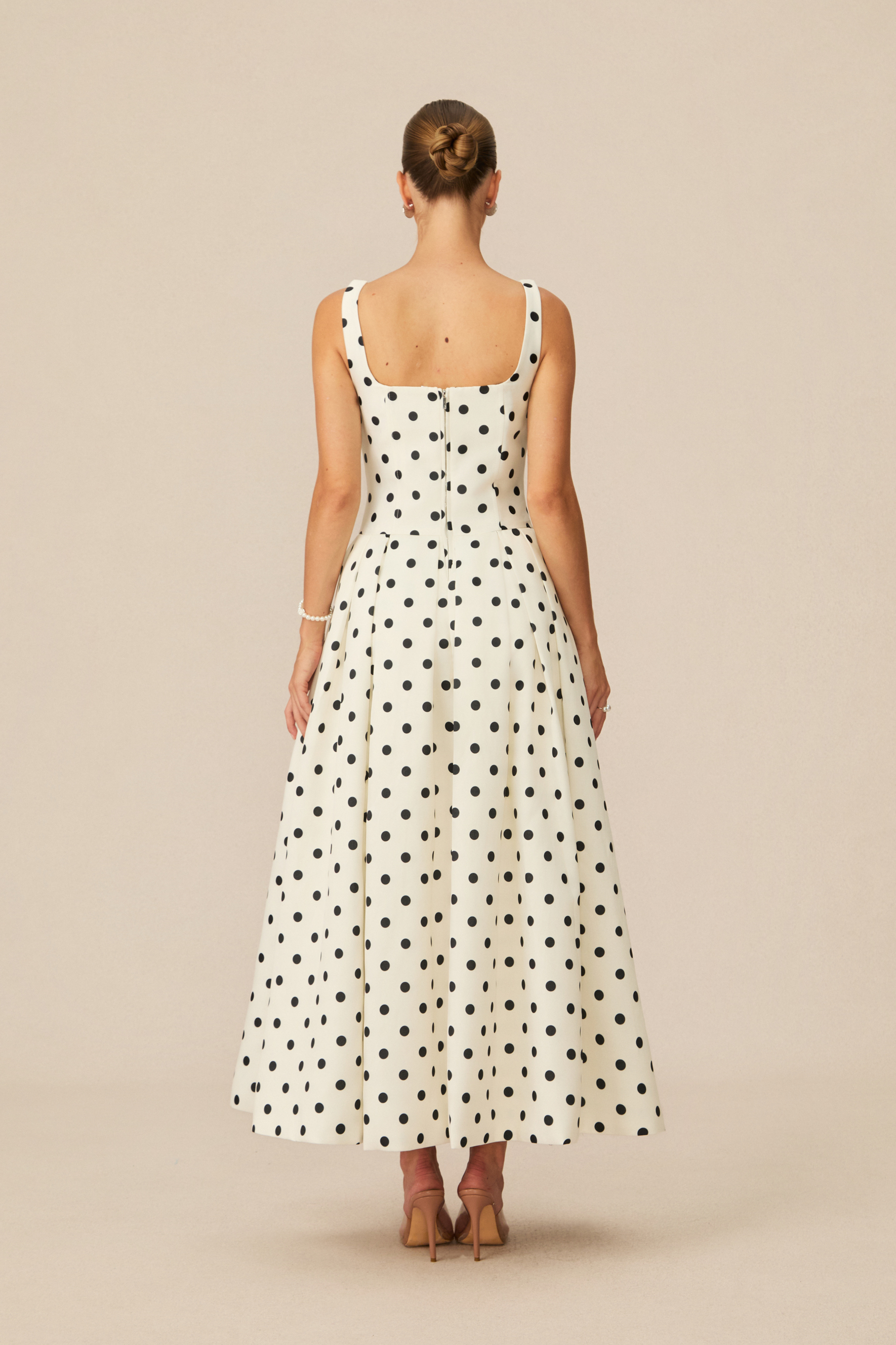 Marvelously Adorable White Polka Dots Maxi Dress