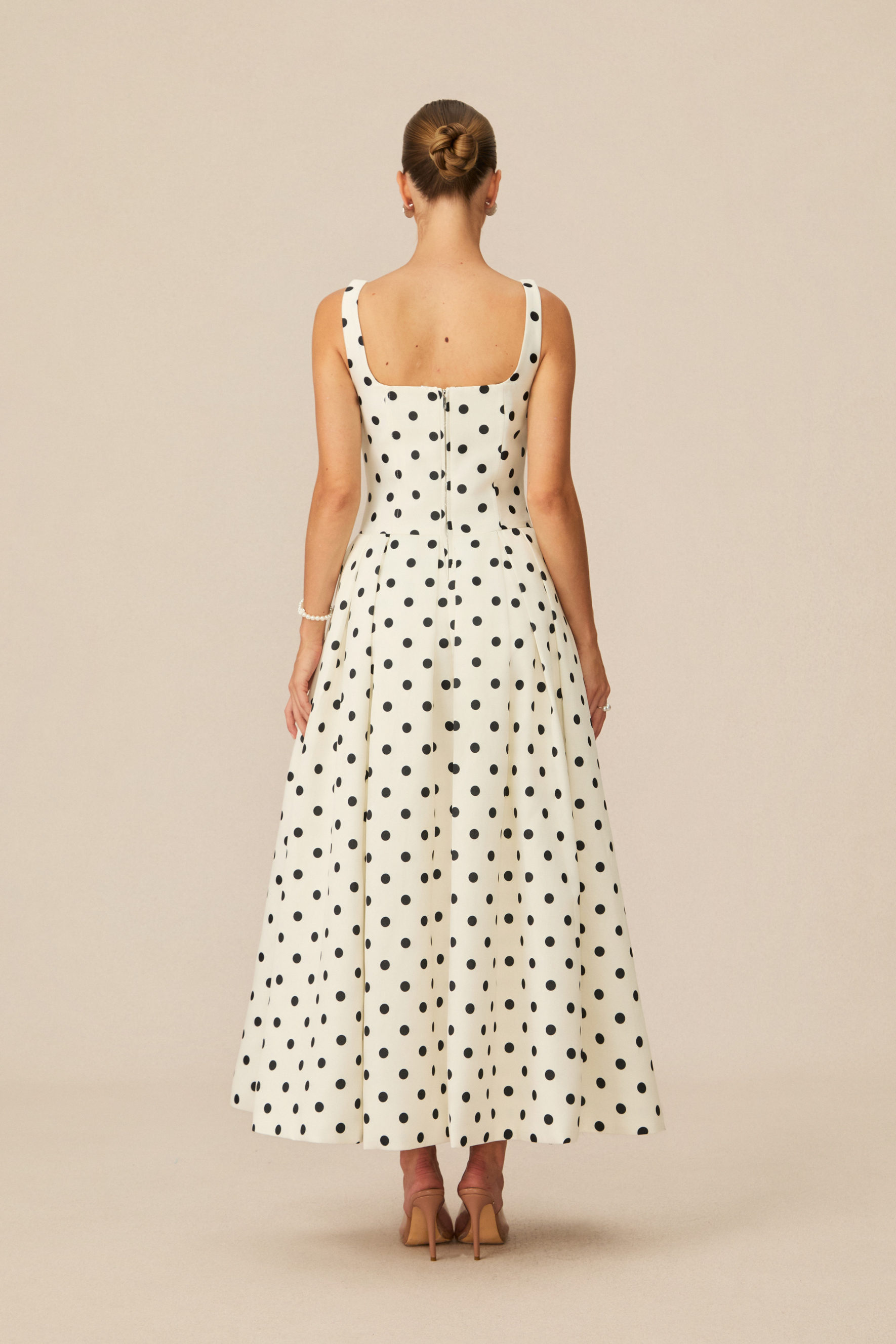 Marvelously Adorable White Polka Dots Maxi Dress