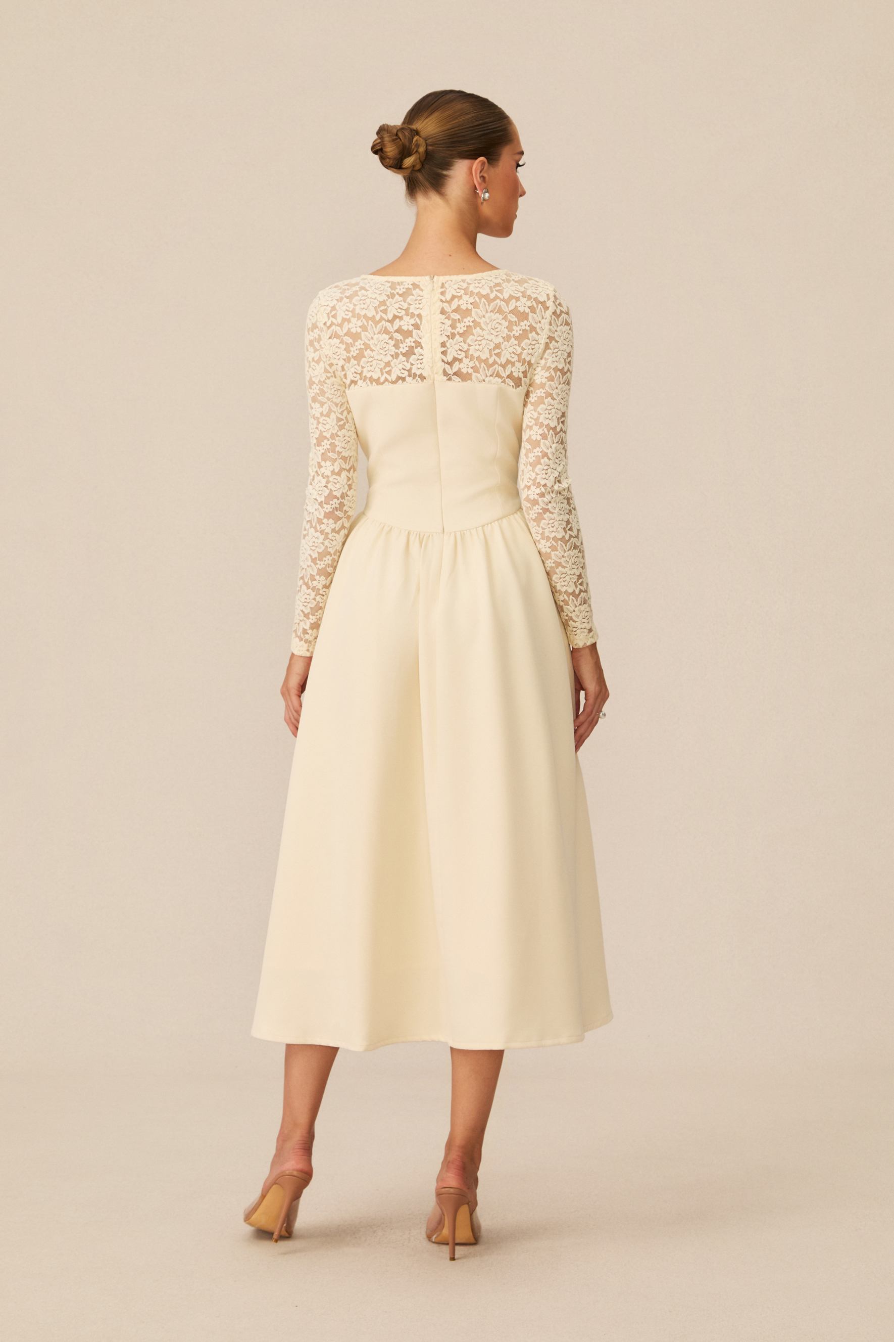 Prettiest Behavior White Lace Sleeve Midi Dress