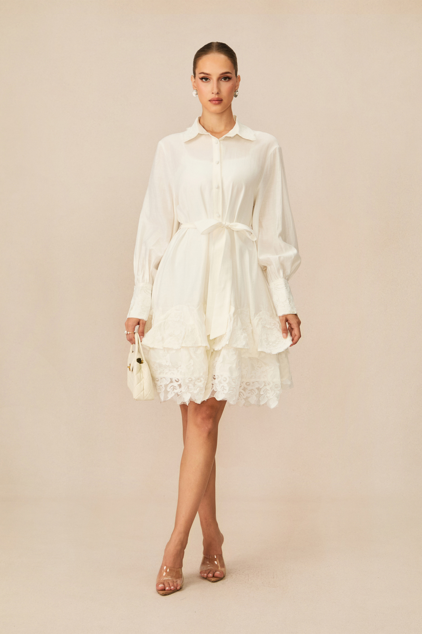 Sweetest Memory White Lace Layered Mini Dress