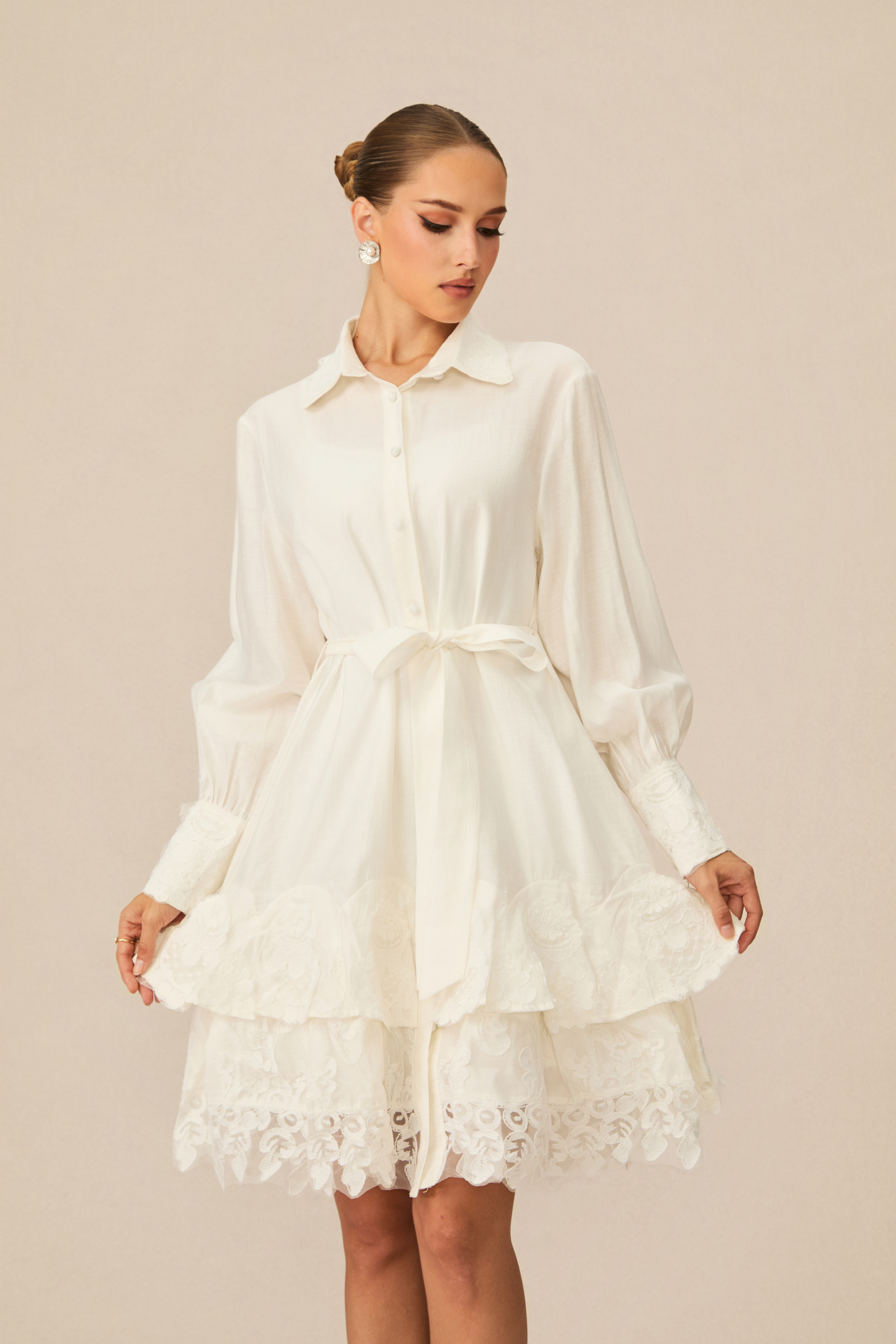 Sweetest Memory White Lace Layered Mini Dress