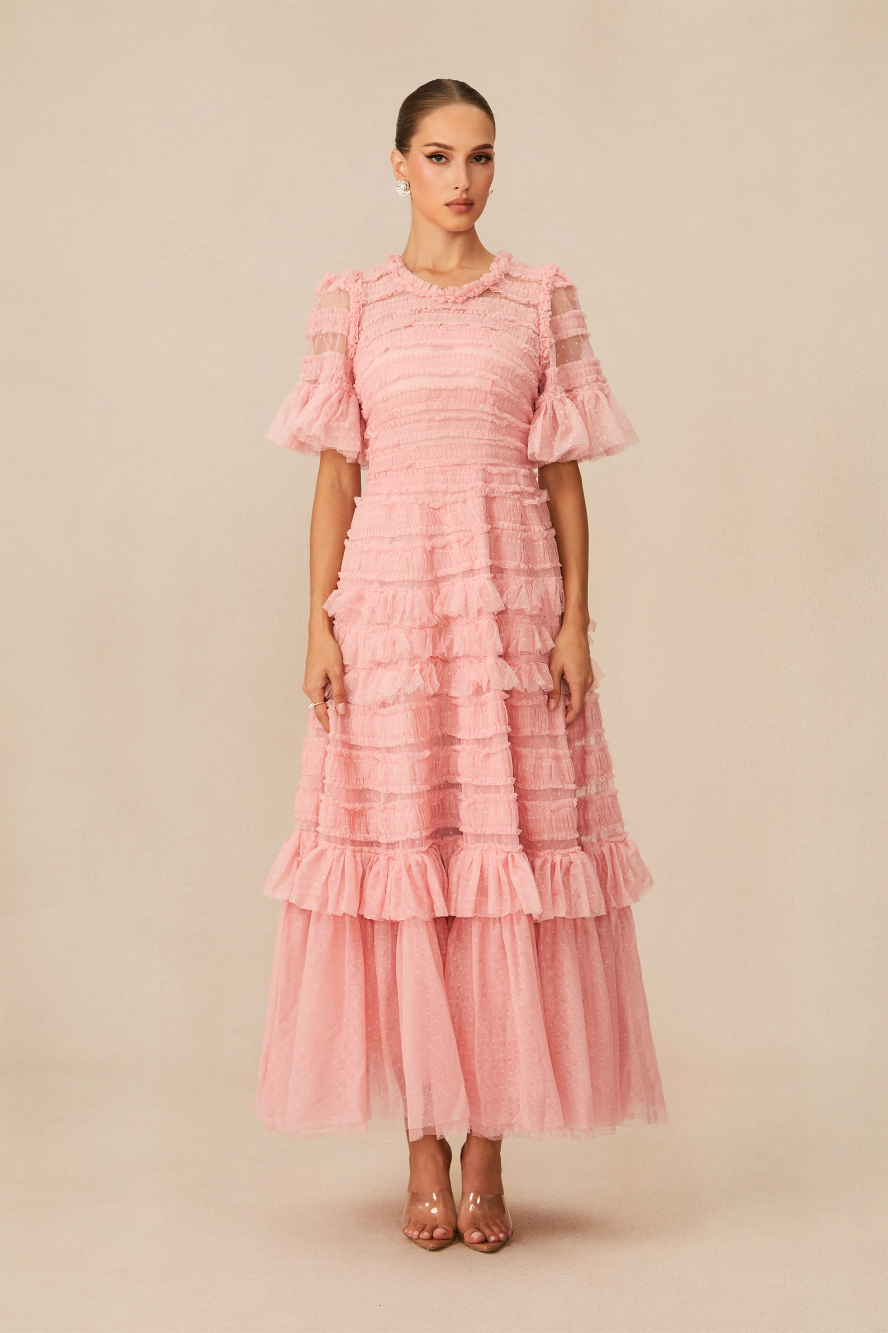 Always For You Pink Layered Ruffle Maxi Dress