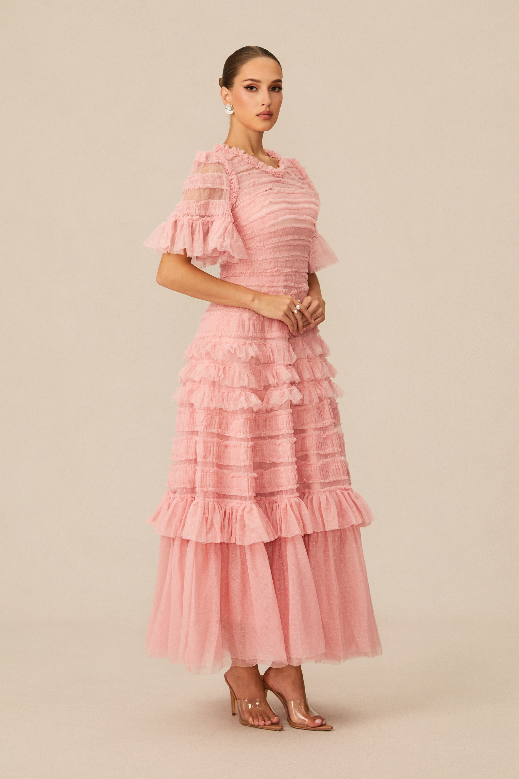 Always For You Pink Layered Ruffle Maxi Dress