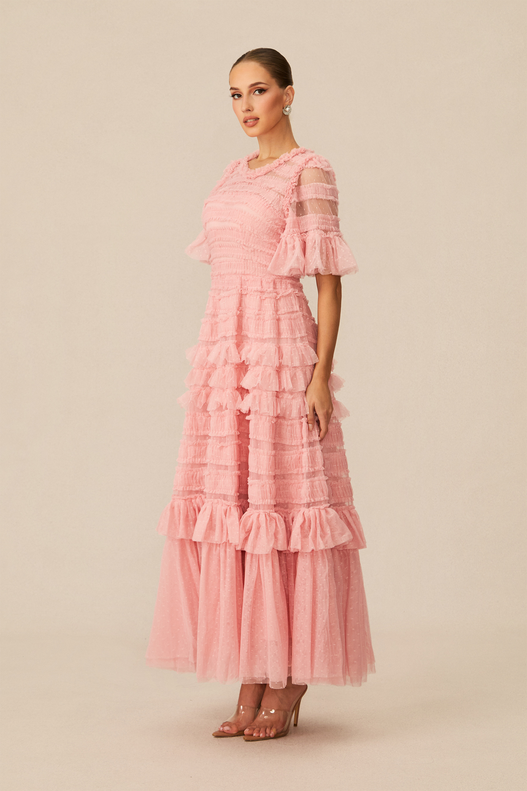 Always For You Pink Layered Ruffle Maxi Dress