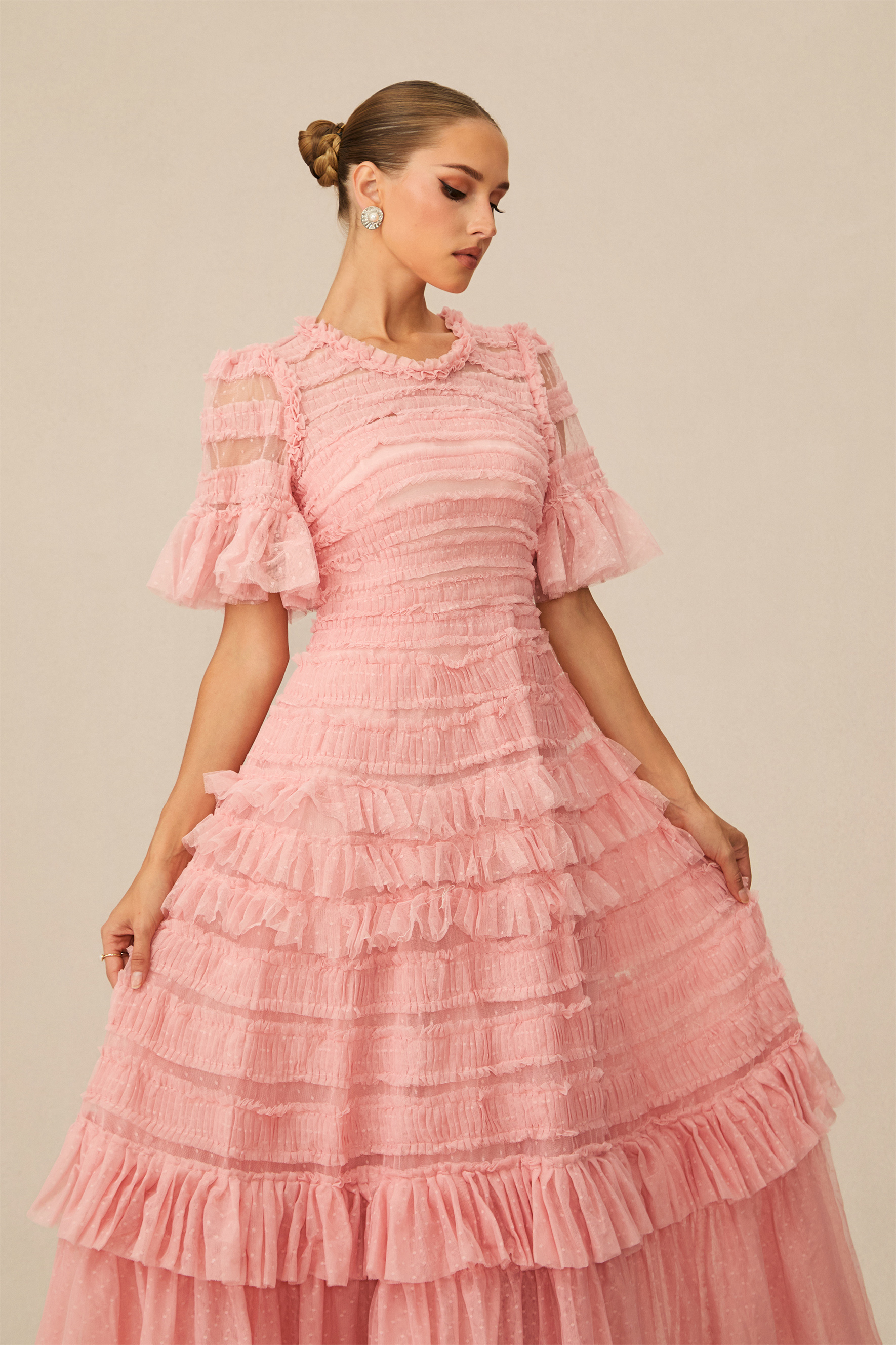 Always For You Pink Layered Ruffle Maxi Dress