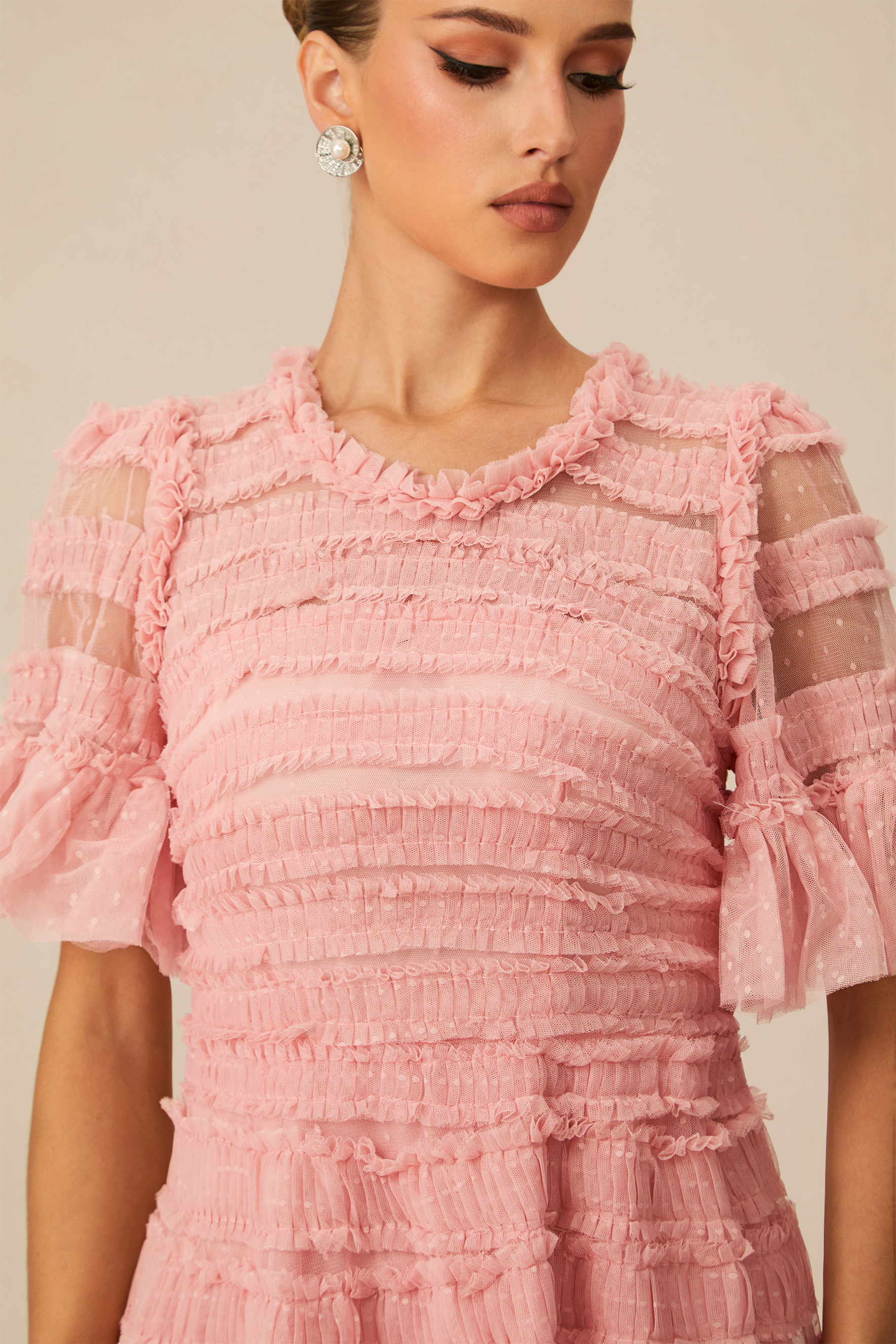 Always For You Pink Layered Ruffle Maxi Dress