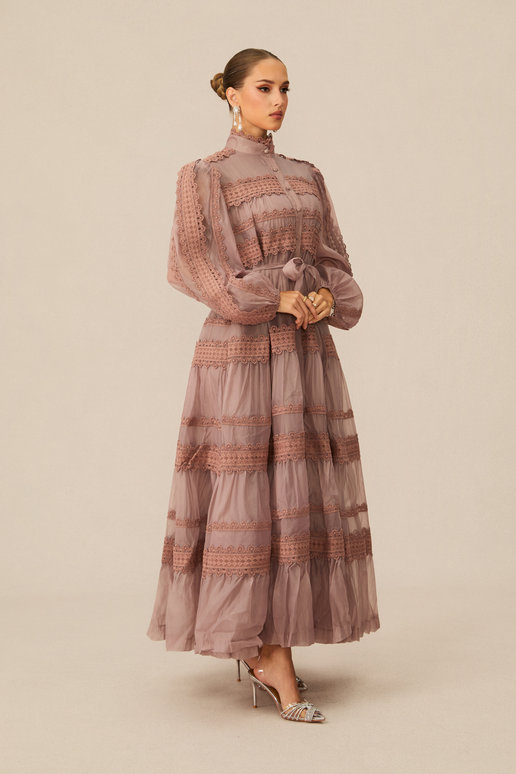 Captivating Personality Pink Lace Trimmed Maxi Dress