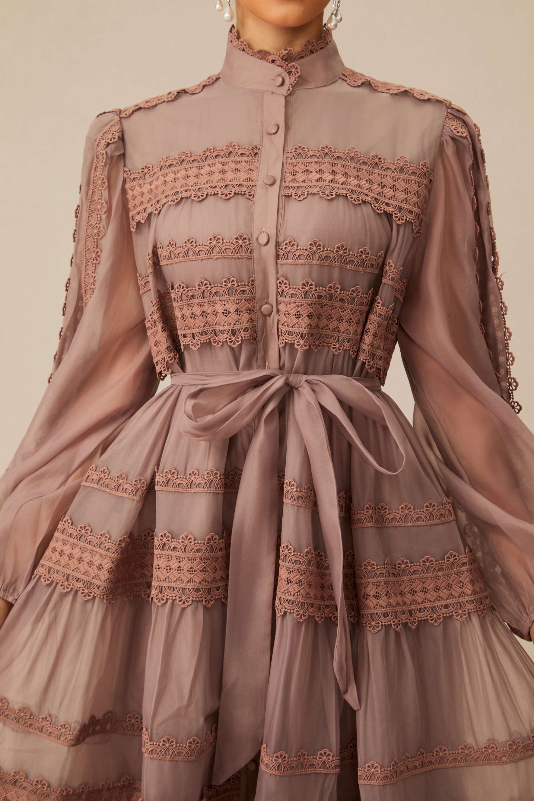 Captivating Personality Pink Lace Trimmed Maxi Dress