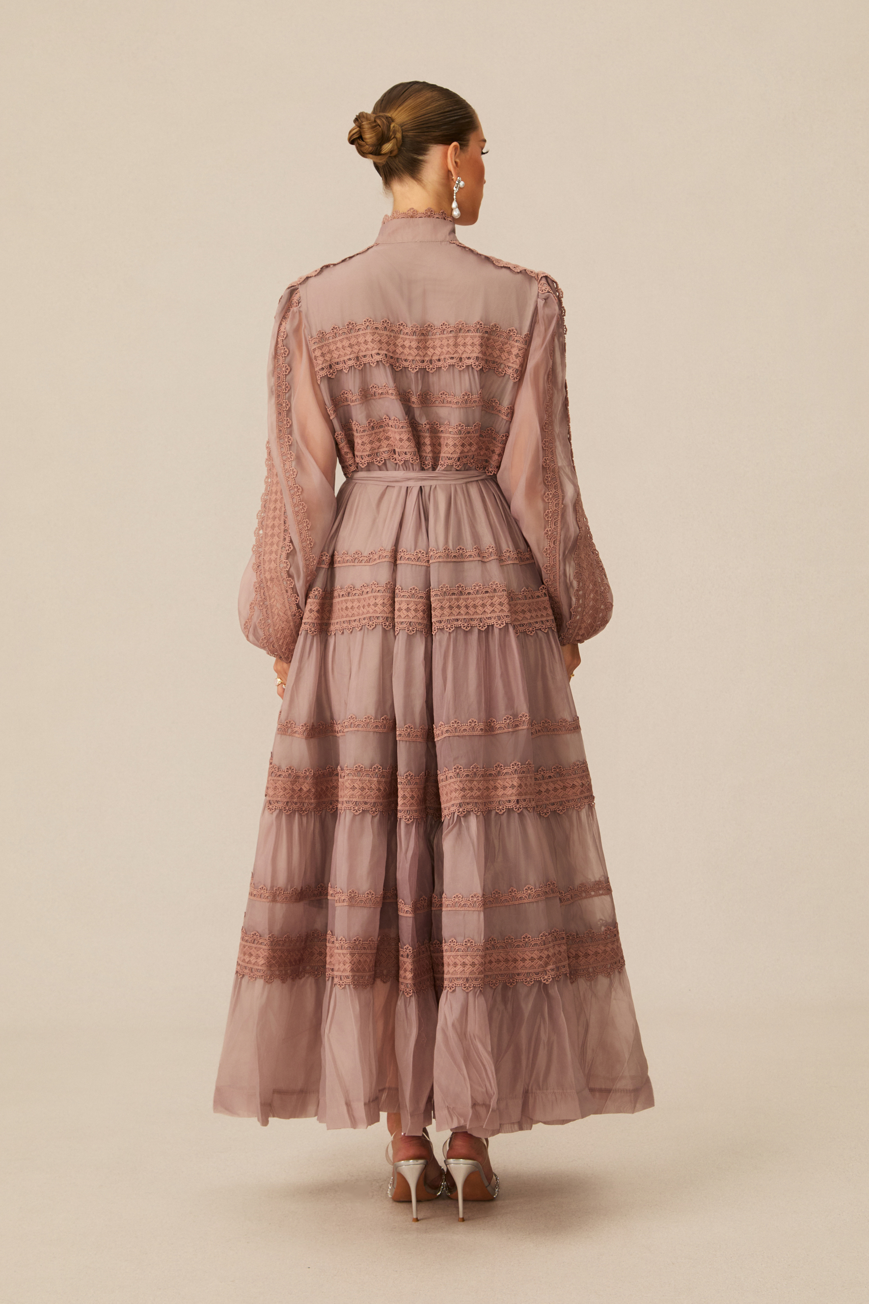 Captivating Personality Pink Lace Trimmed Maxi Dress