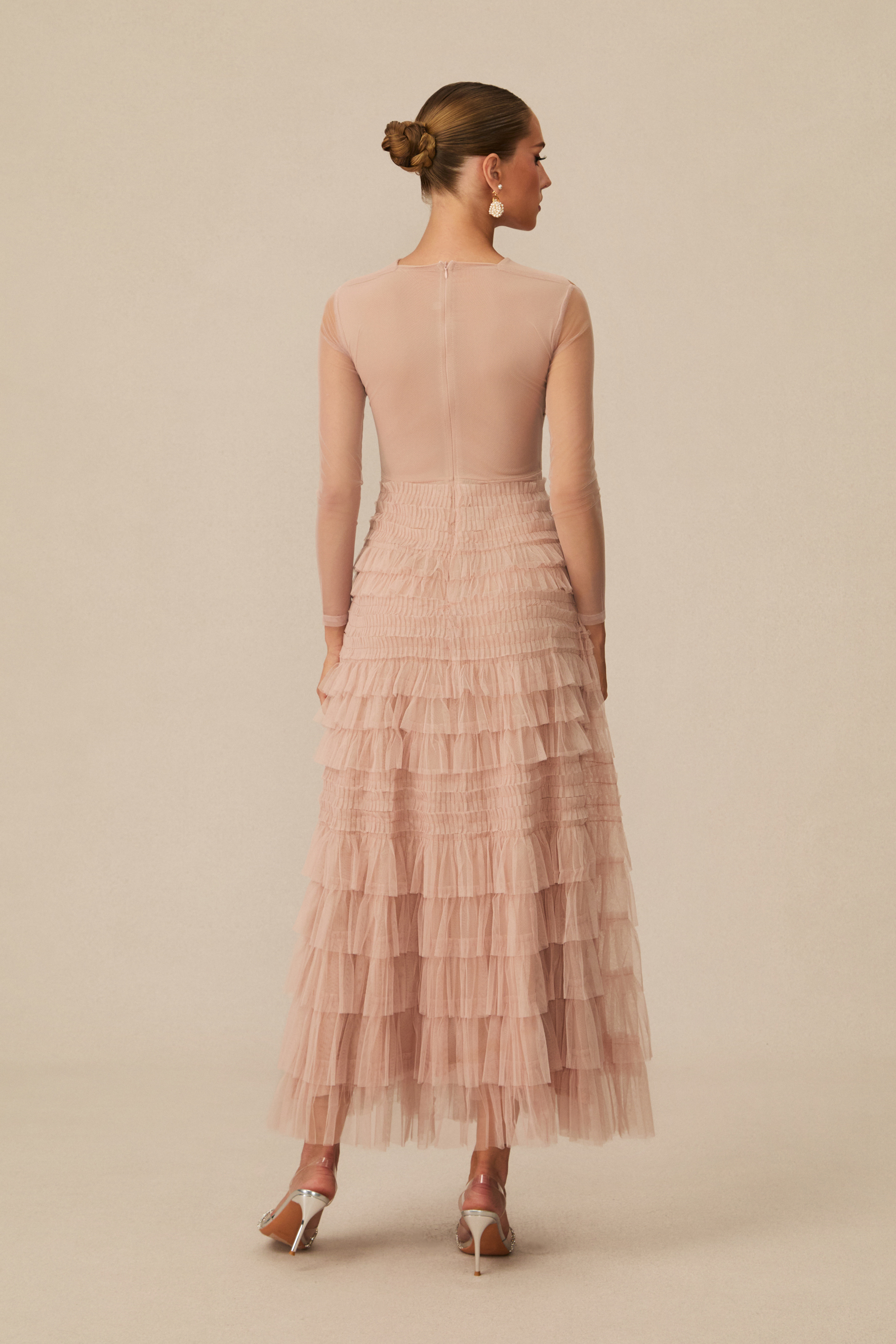 Exceptional Moments Apricot Layered Ruffle Maxi Dress