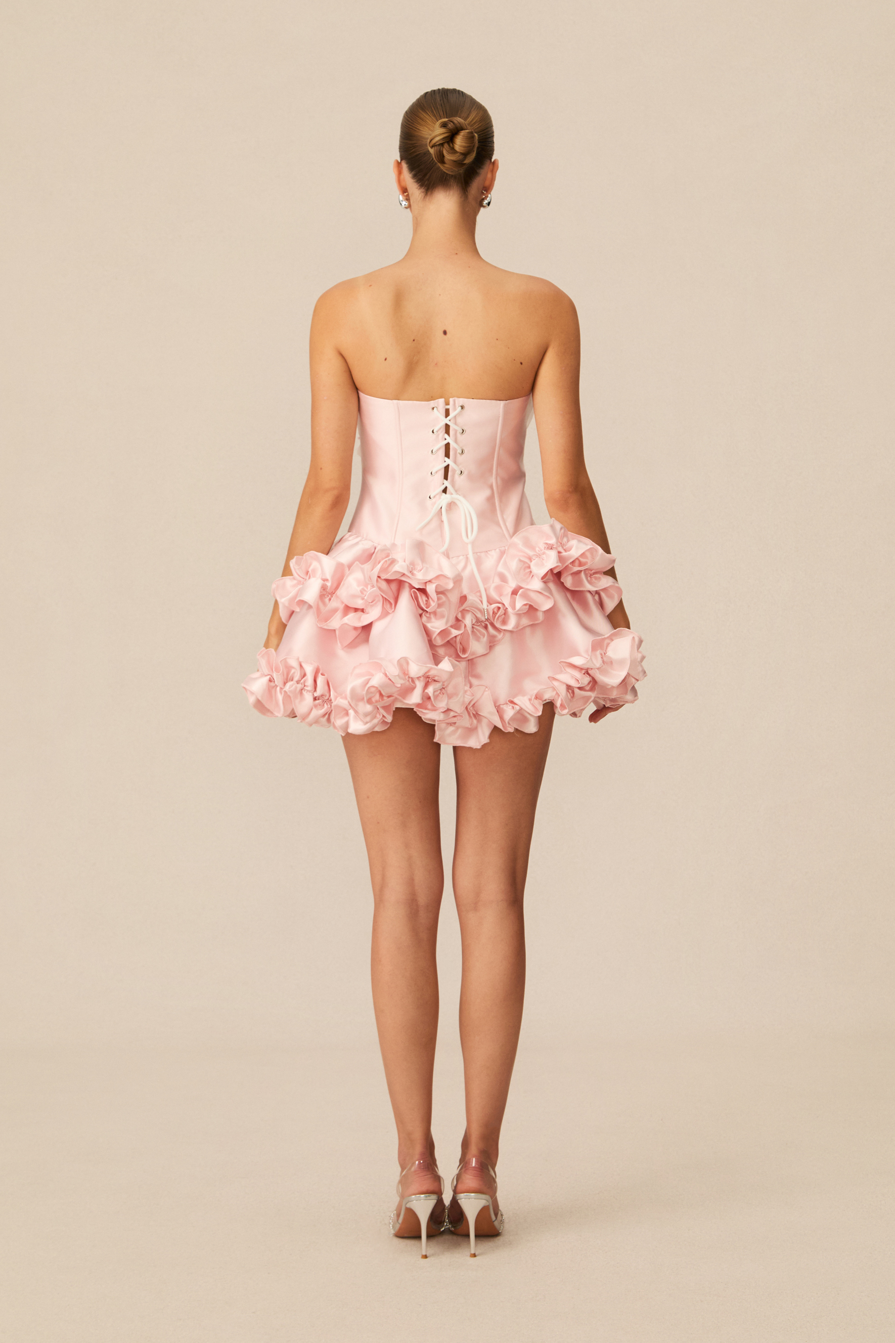 So Loving Pink Ruffled Corset Mini Dress