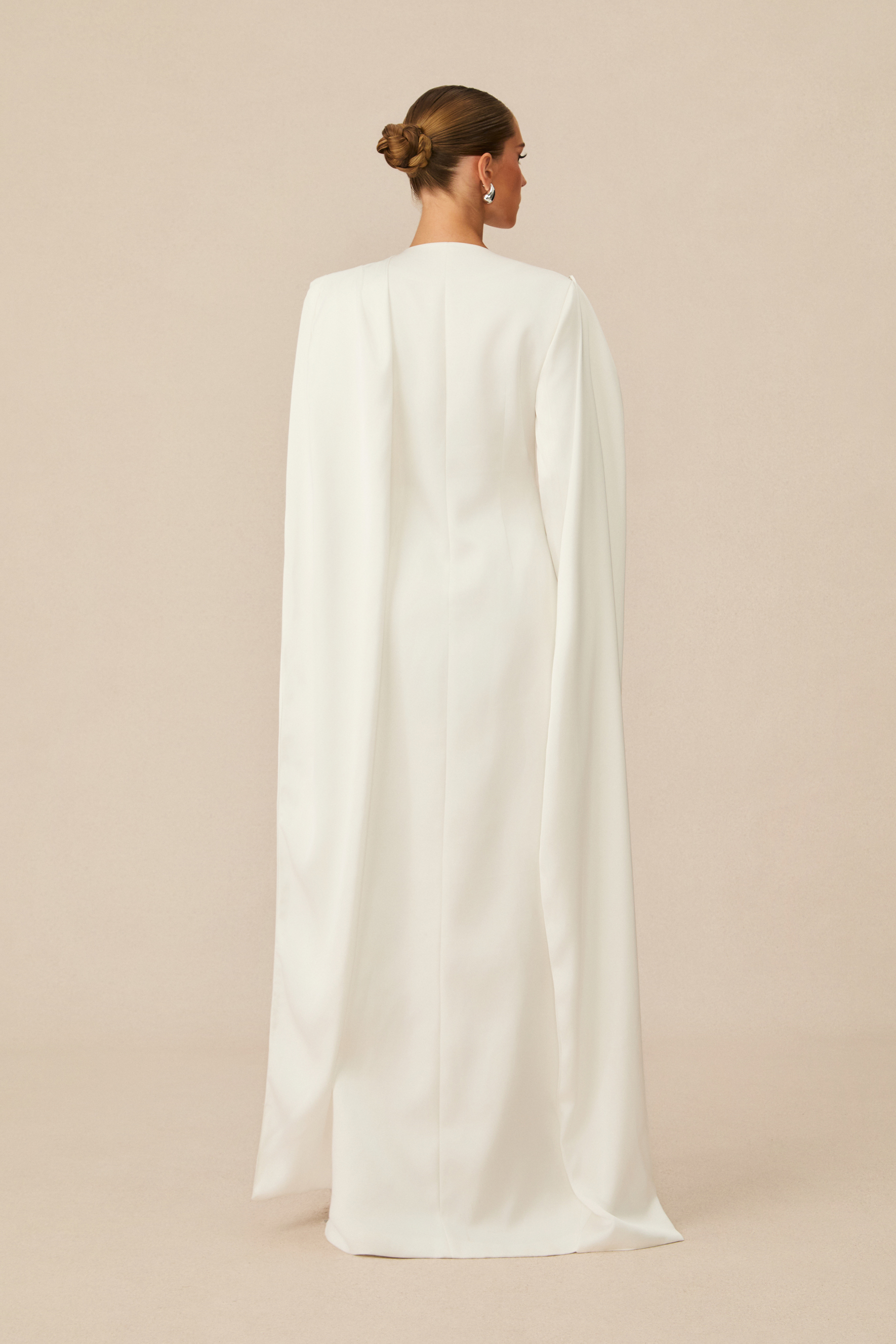 Forever Beloved White Cape Shoulder Floral Button Maxi Dress