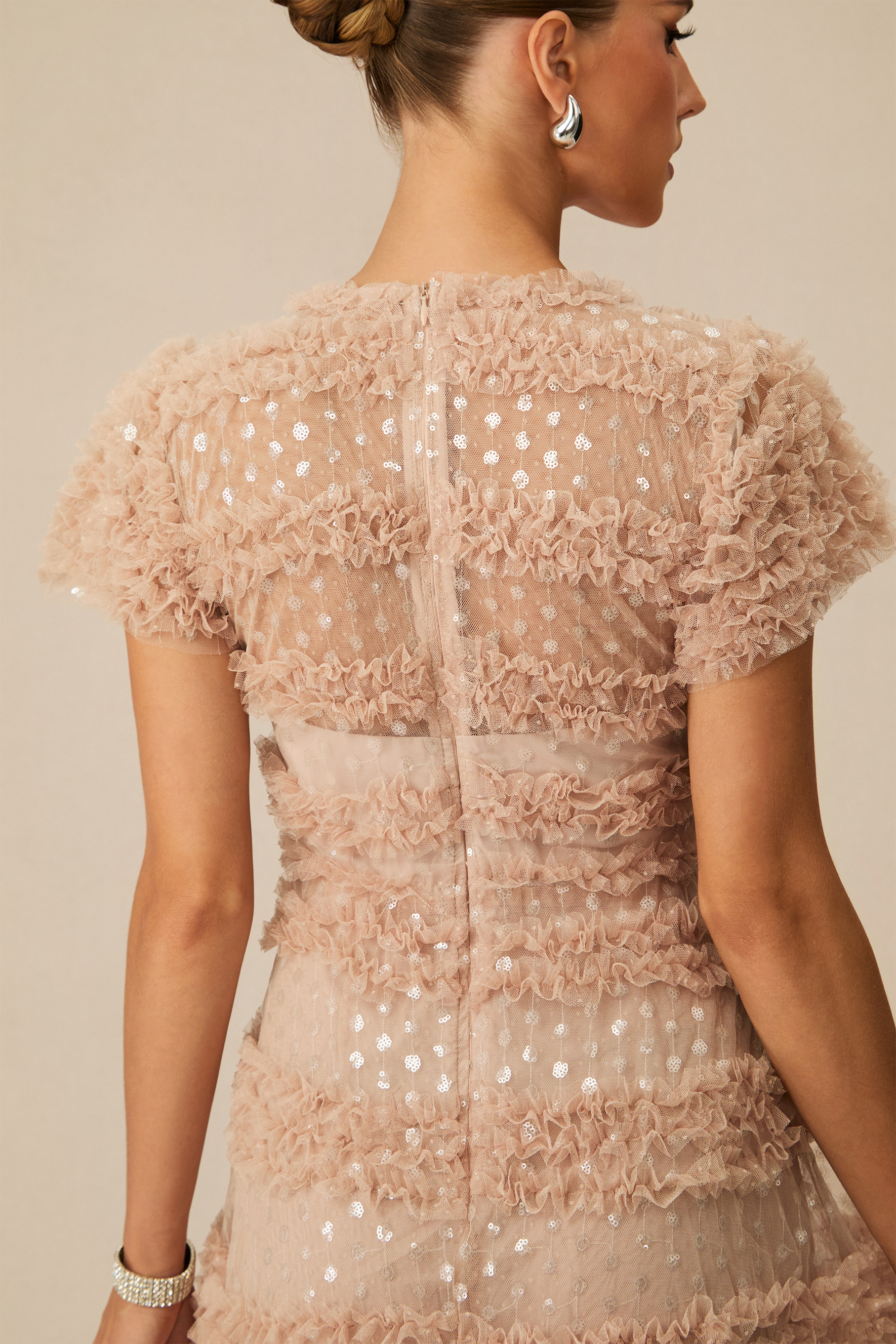 Dreamy Sweetness Nude Short Sleeve Tiered Maxi Dress