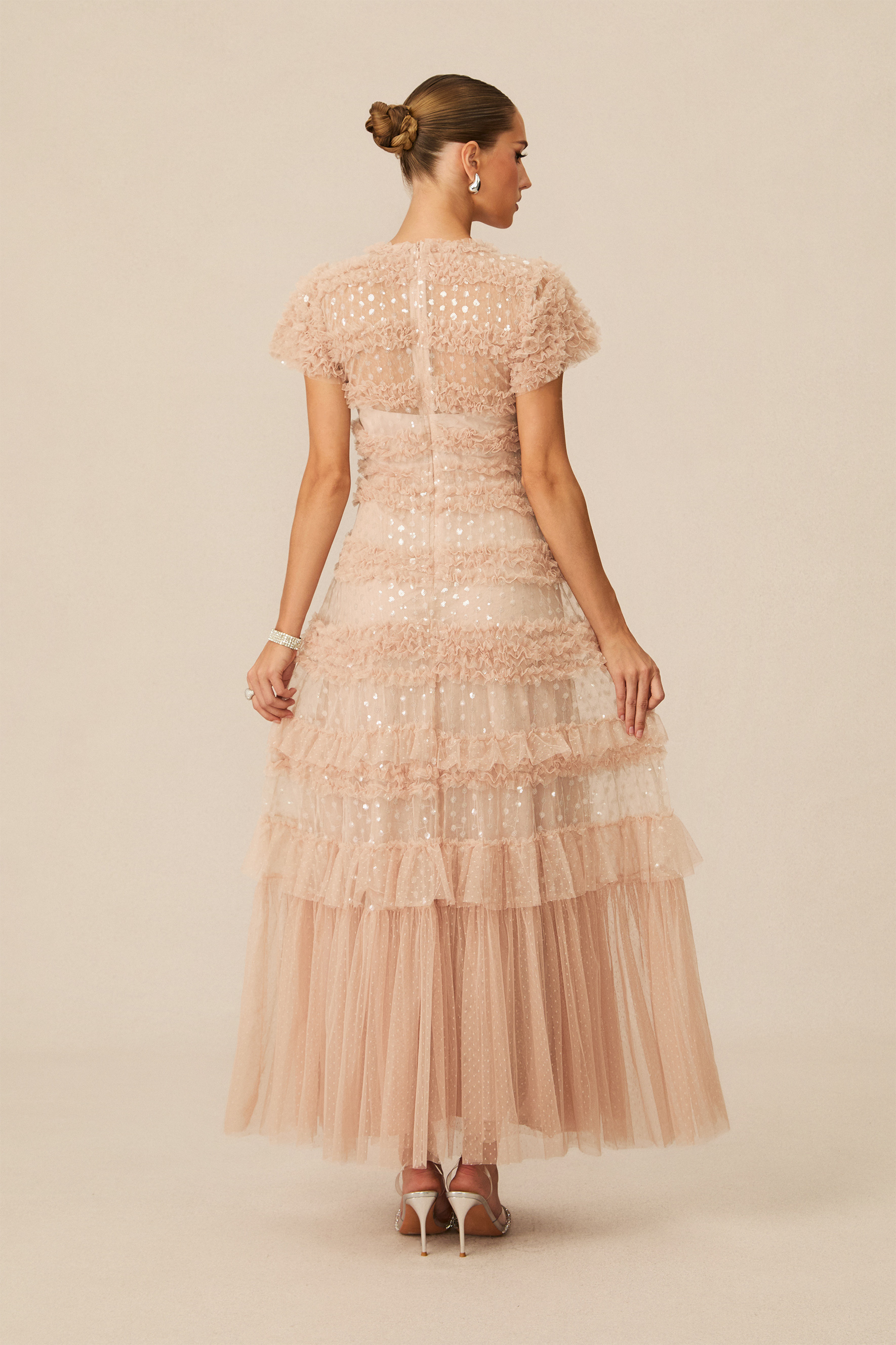 Dreamy Sweetness Nude Short Sleeve Tiered Maxi Dress