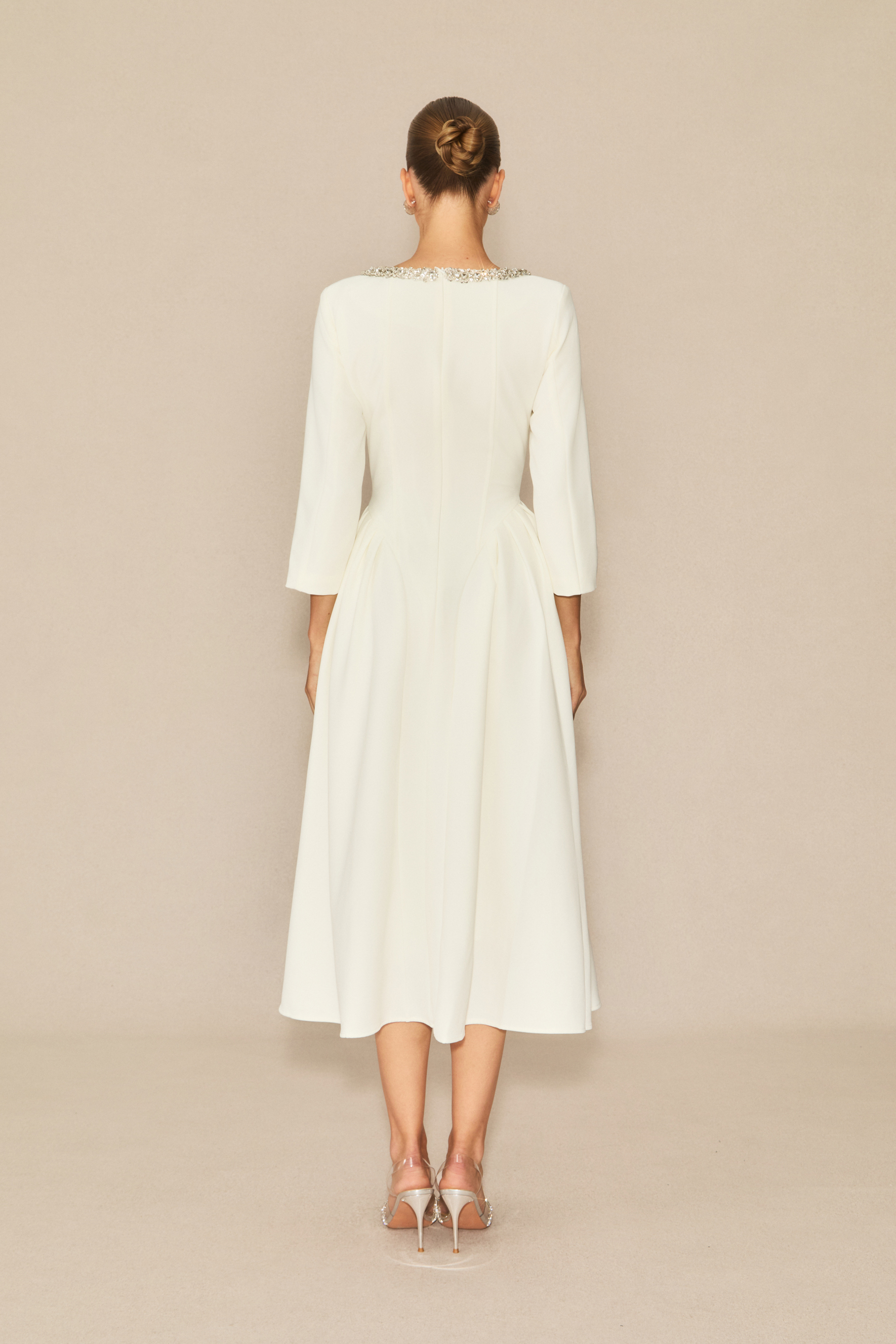 Moment Maker White Crystal Embellished Midi Dress