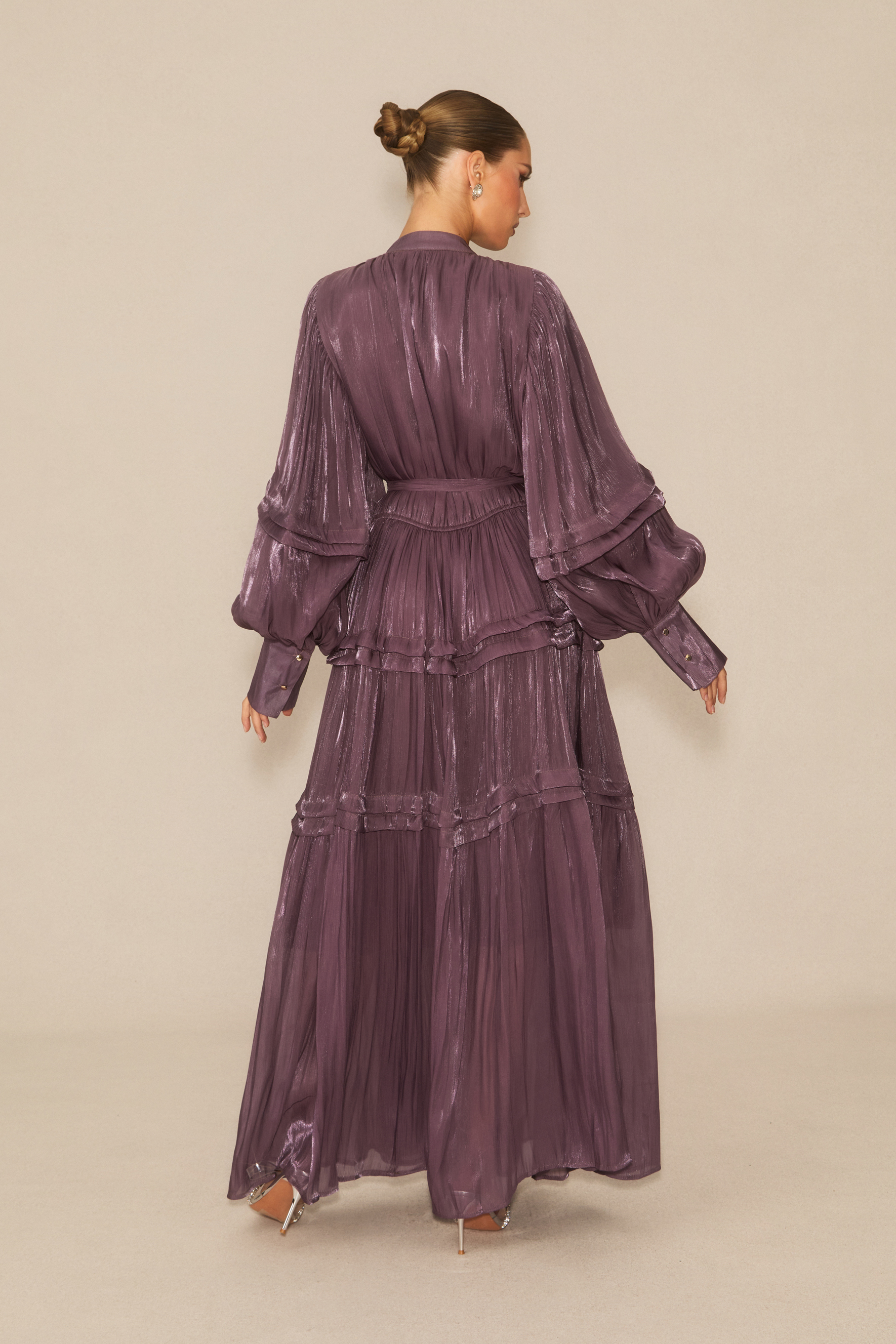 Luxurious Vision Purple Balloon Sleeve Maxi Dress