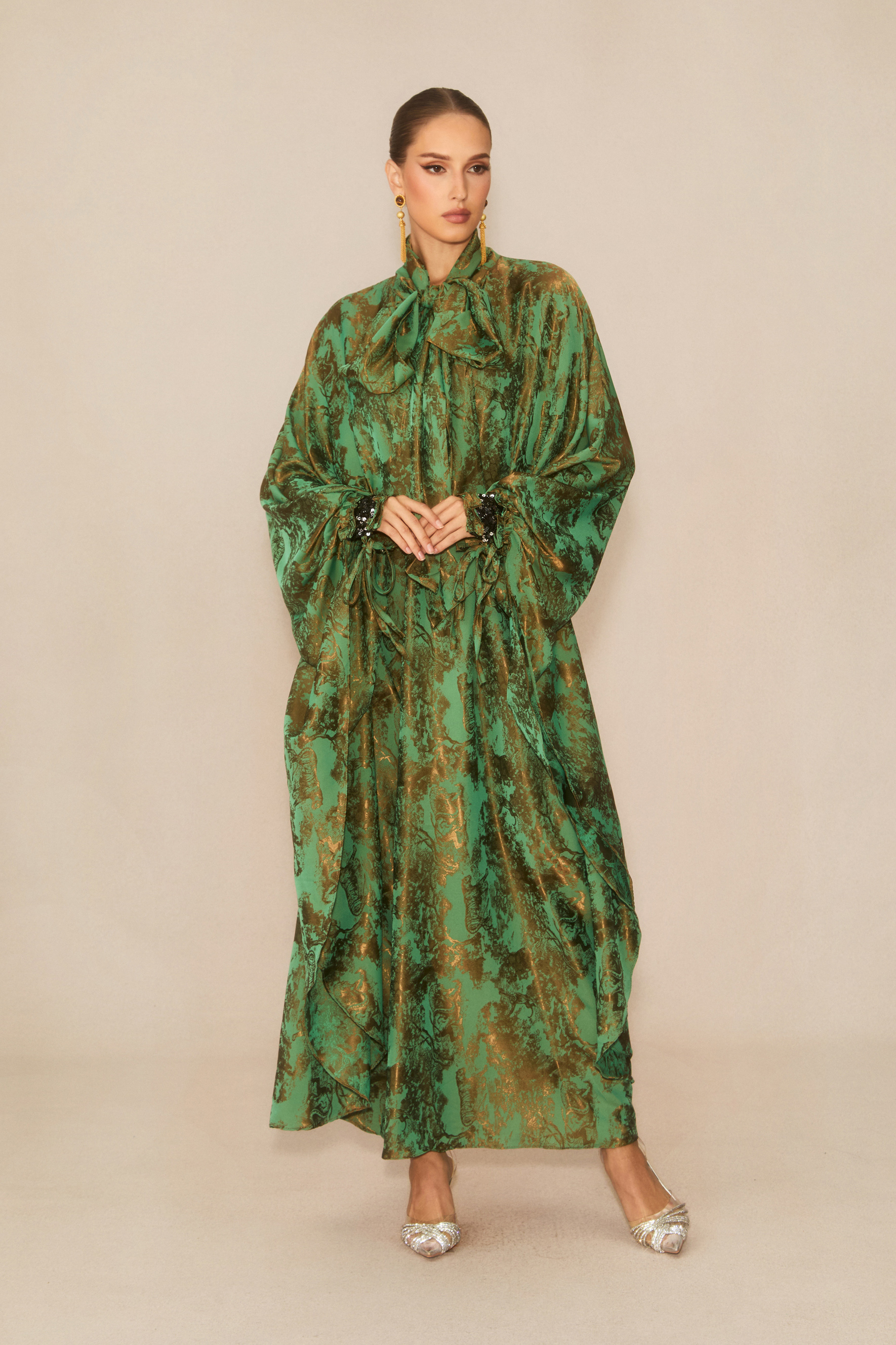 Charming Forest Green Printed Maxi Dress