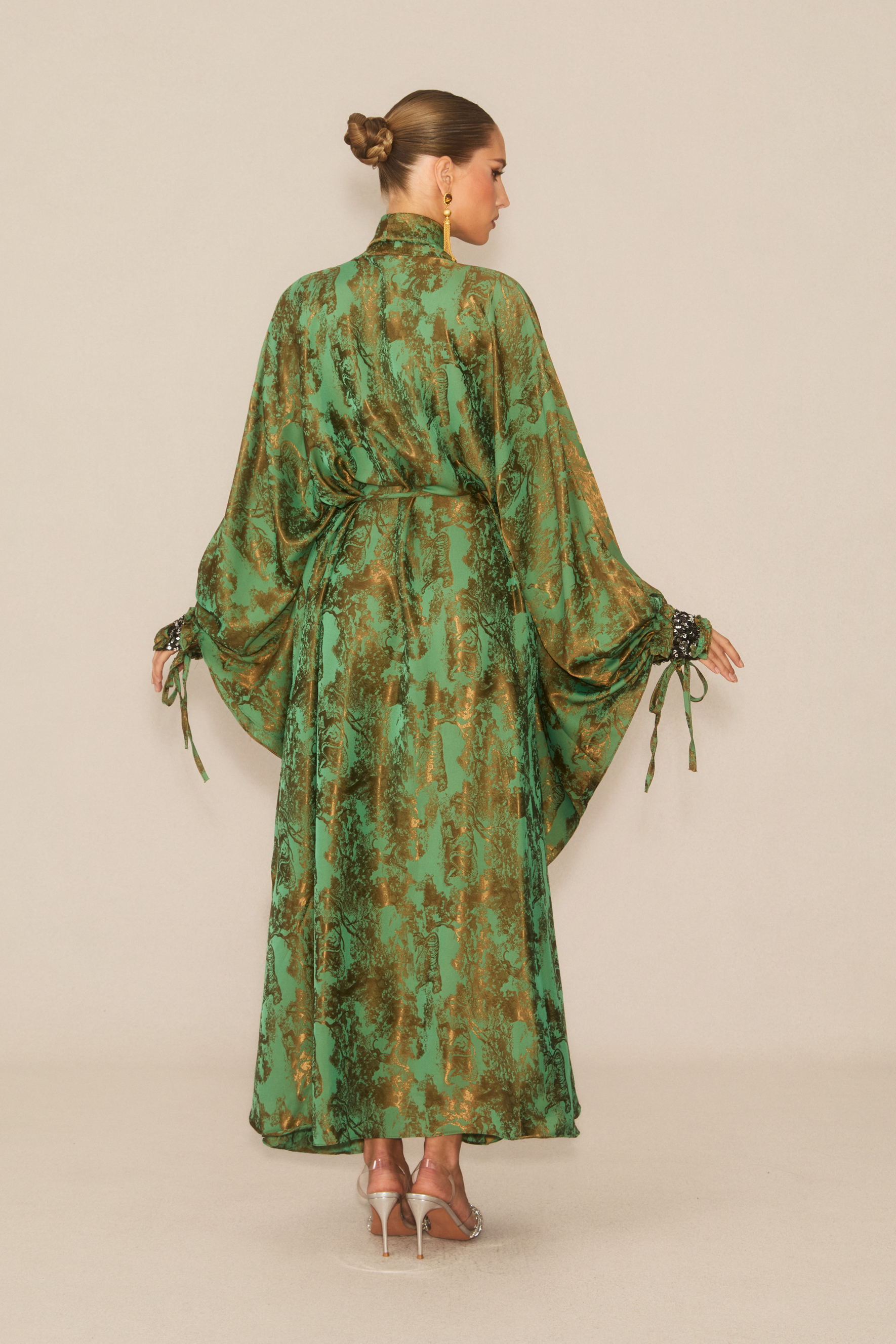 Charming Forest Green Printed Maxi Dress