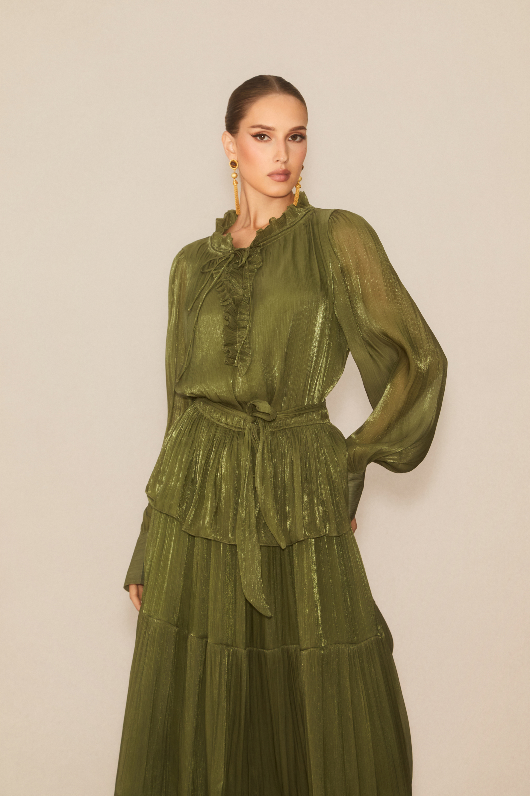 Gorgeous Darling Green Ruffle Tiered Maxi Dress